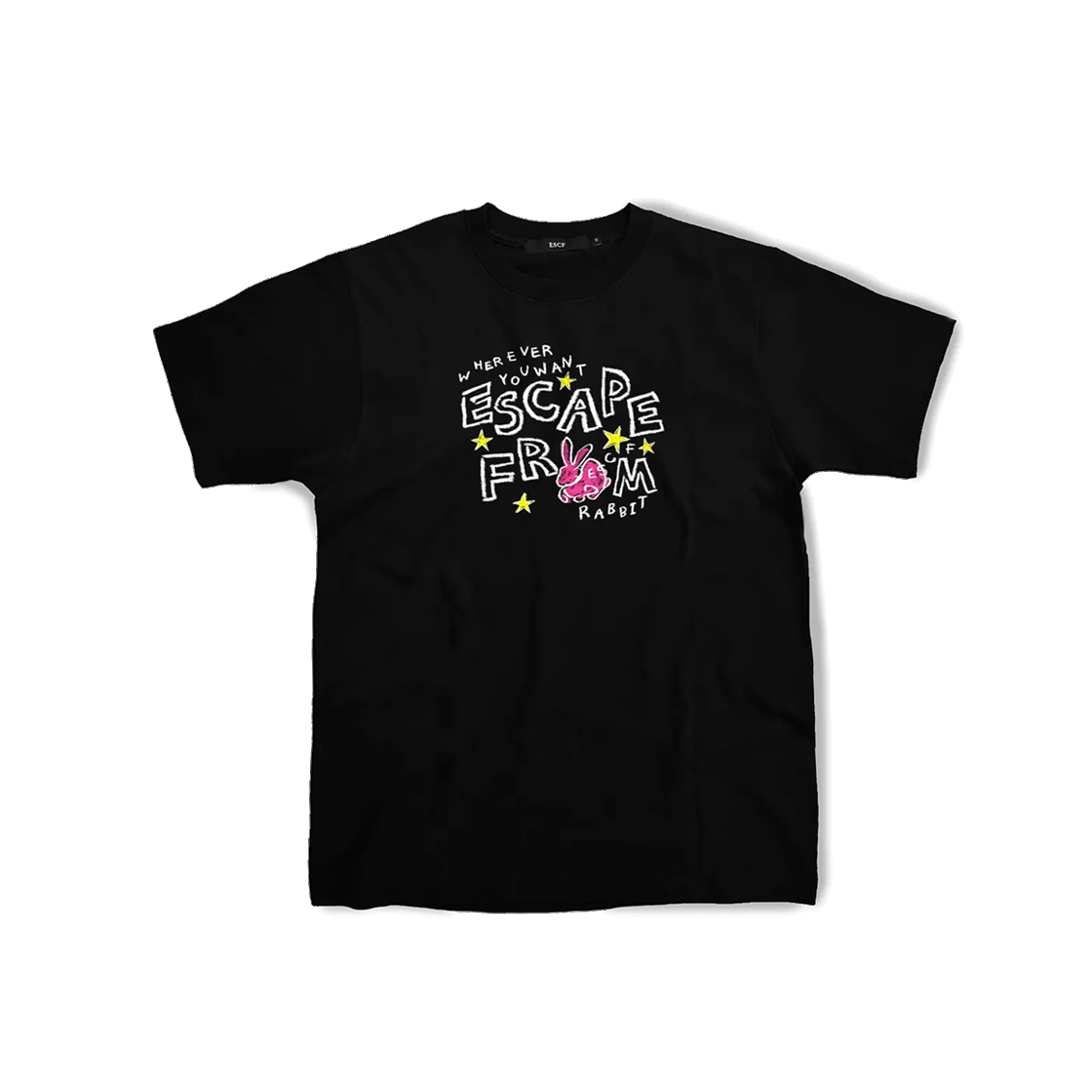 E231OTS061BK Escapefrom Crayon Rabbit T-shirt Black