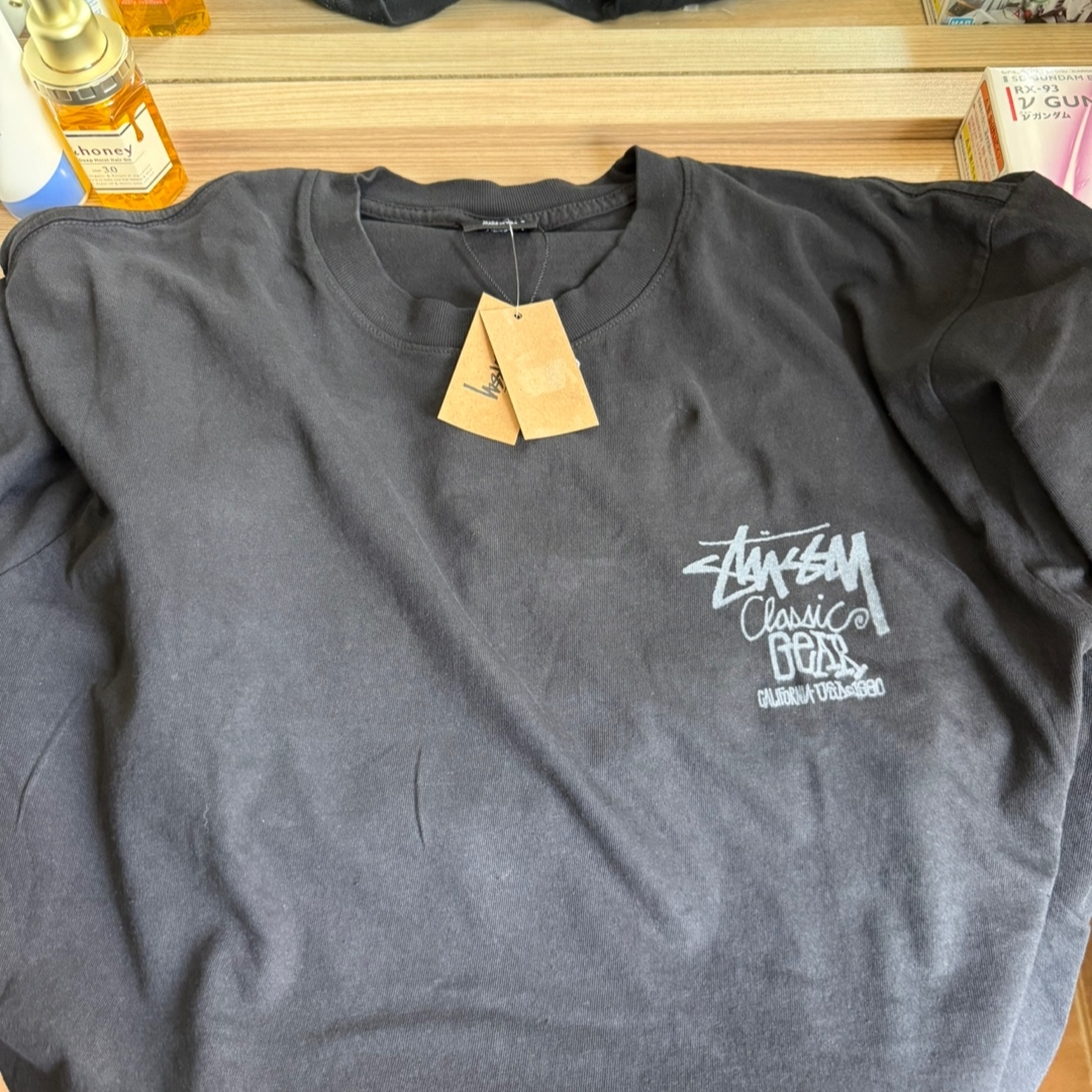 Stussy Pigment Dyed Classic Gear T-Shirt Black 착용 스타일