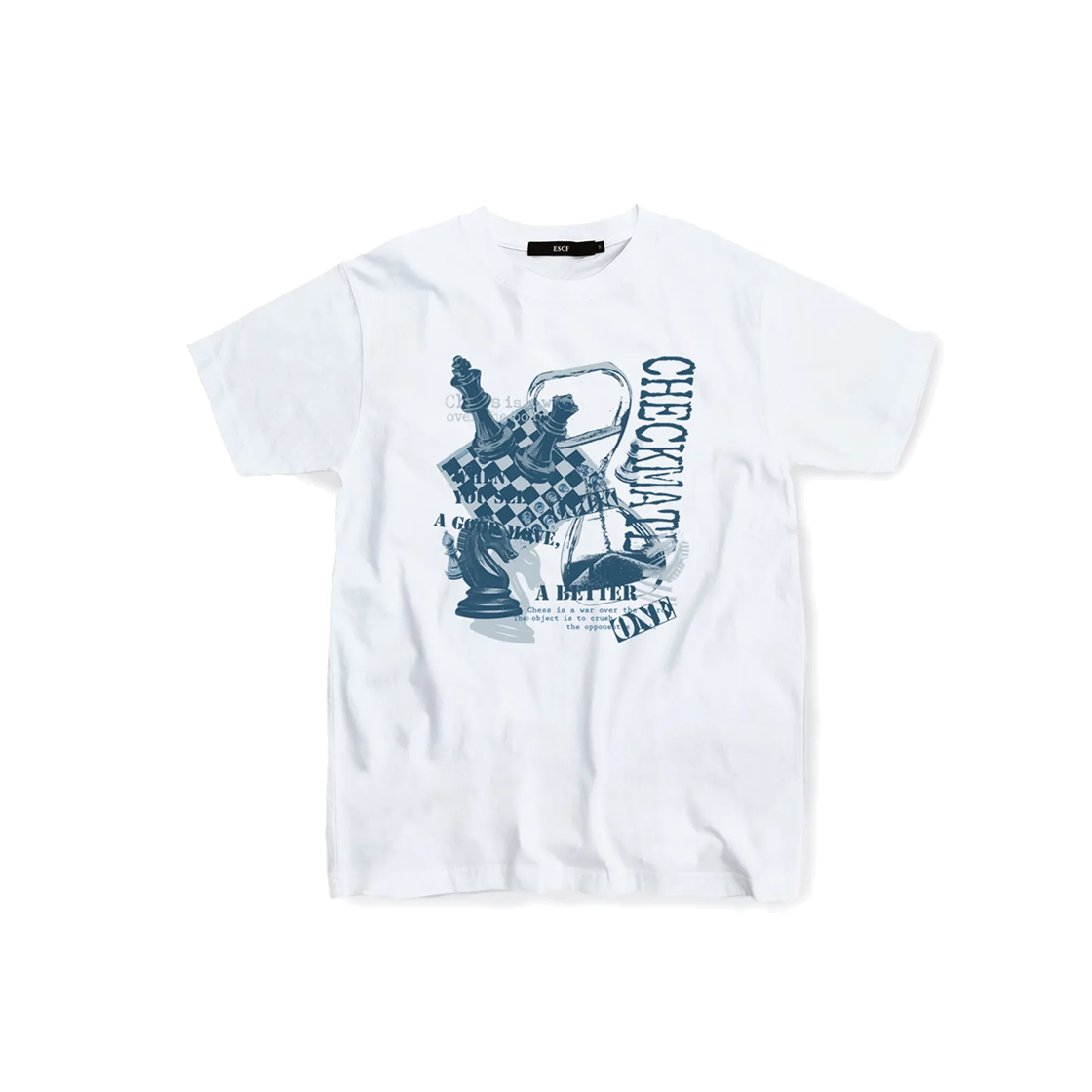 E231OTS245WH Escapefrom Chess On The Board T-shirt White