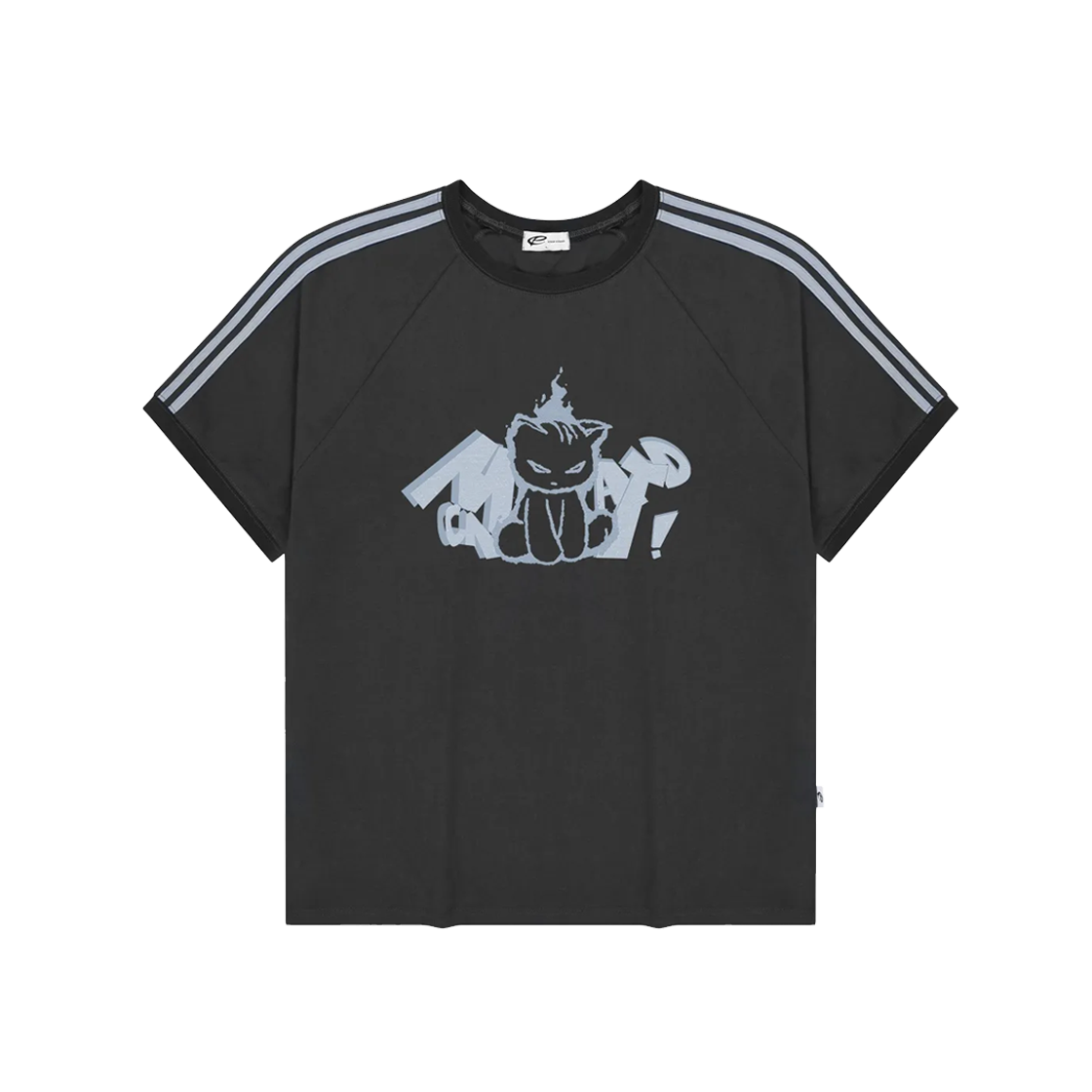 E251TTS008CG Escapefrom Mad Cat Printed Sky blue Track Short Sleeve Charcoal