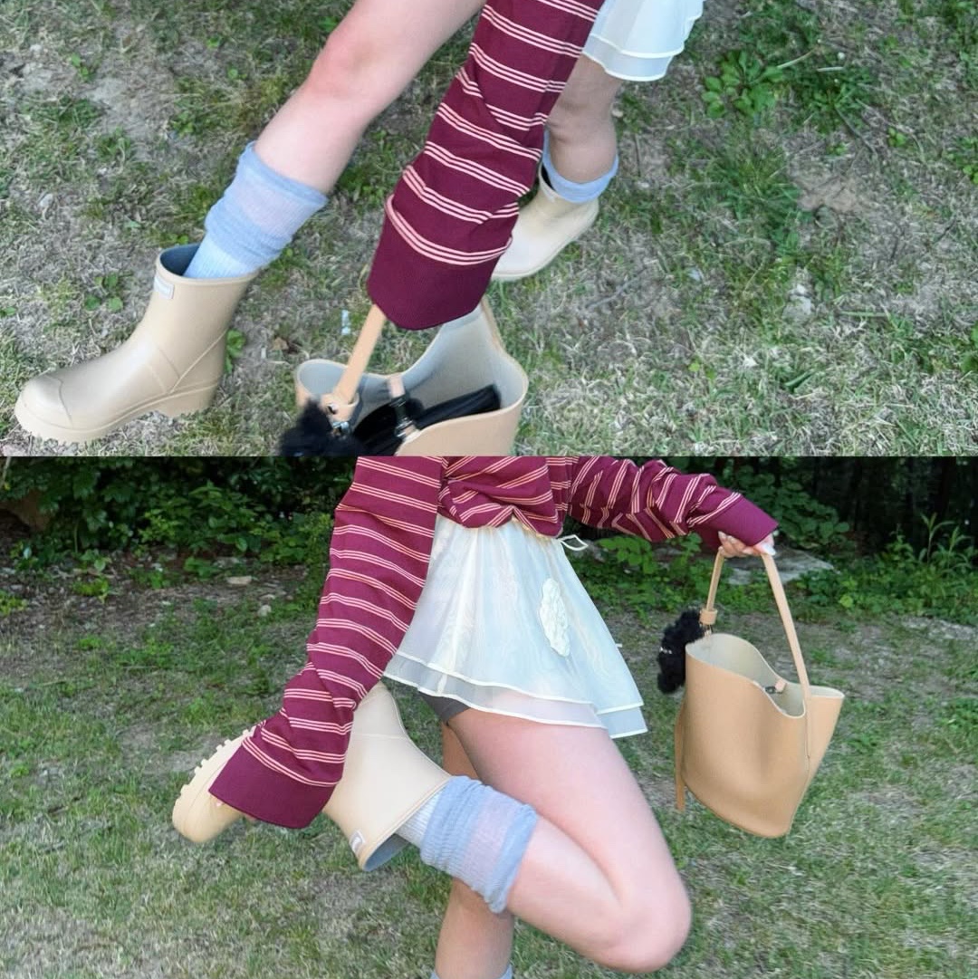 Toadstool Toad Made Rain Boots Short Beige 착용 스타일