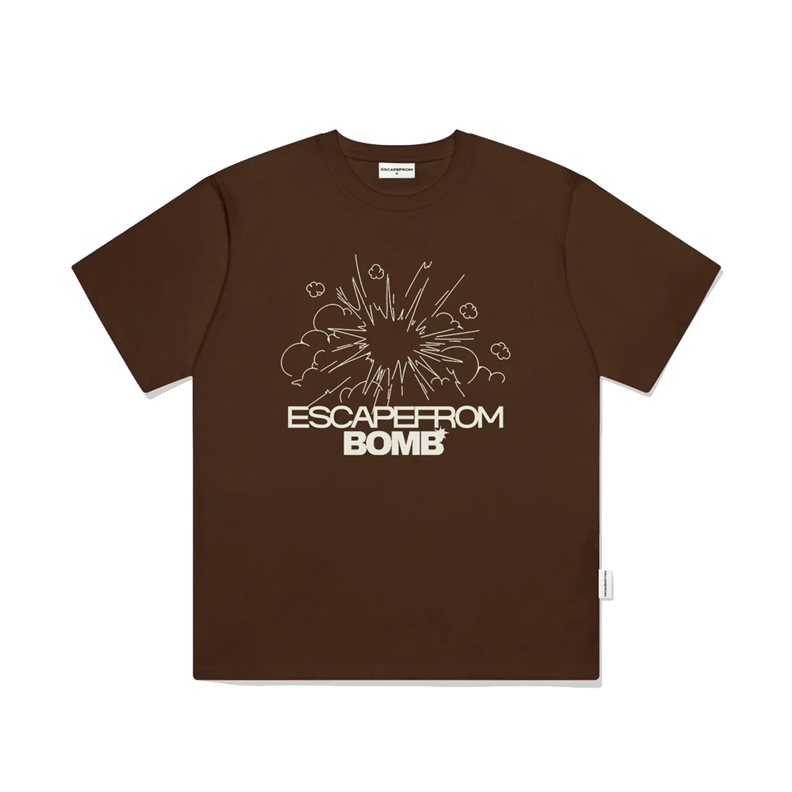 E251OTS040BW Escapefrom Line Bomb Printed Over Fit Short Sleeve Brown