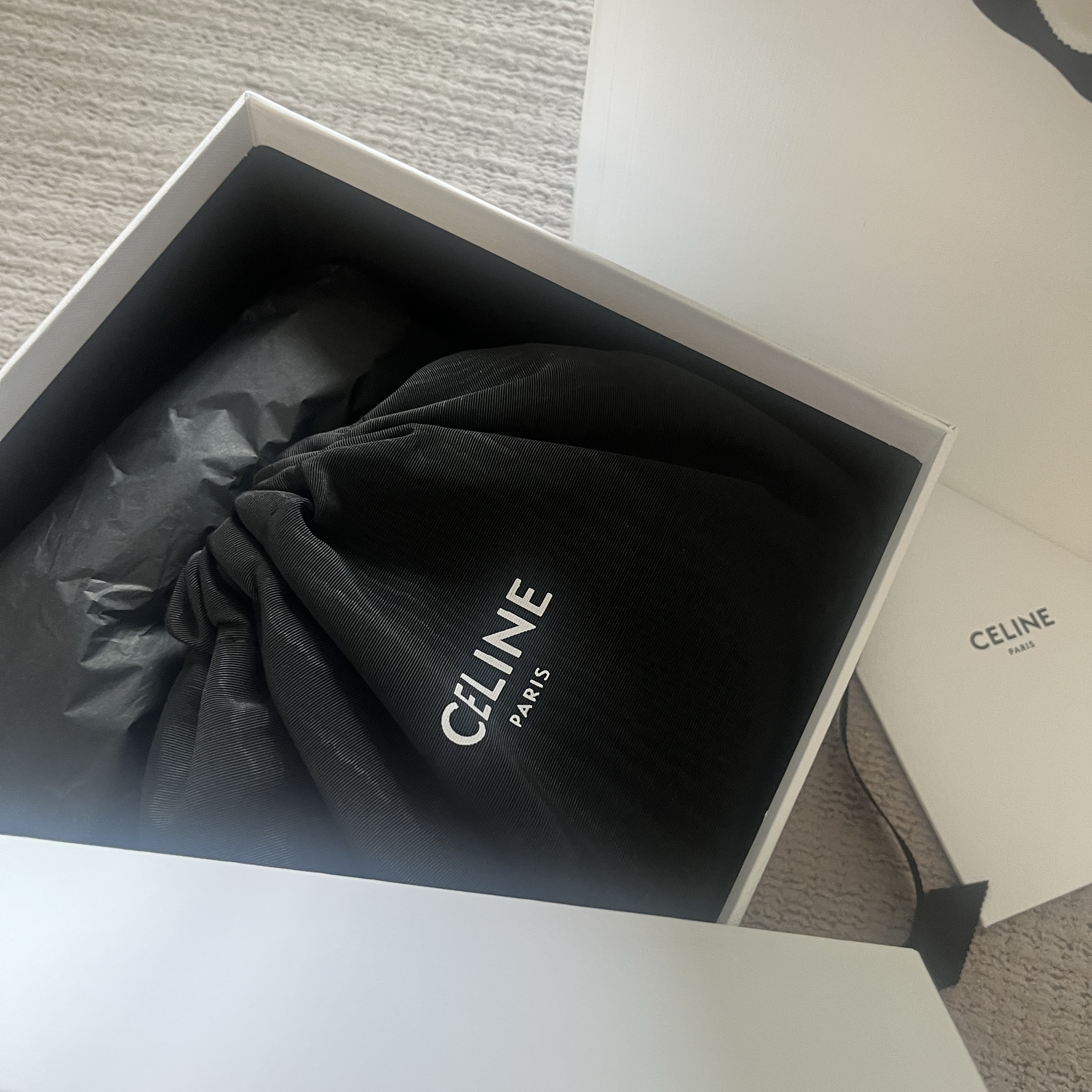 Celine Clutch with Chain in Triomphe Canvas and Lambskin Tan 착용 스타일 - 2