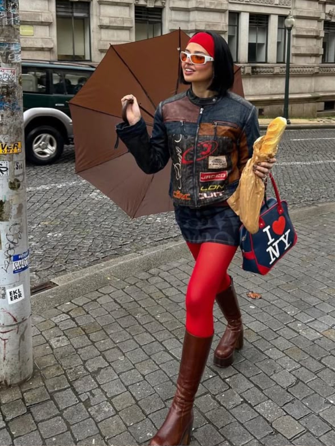 NewJeans Bunini Umbrella Navy, Supreme x ShedRain Transparent Checkerboard Umbrella - 20SS 착용 스타일 - 5