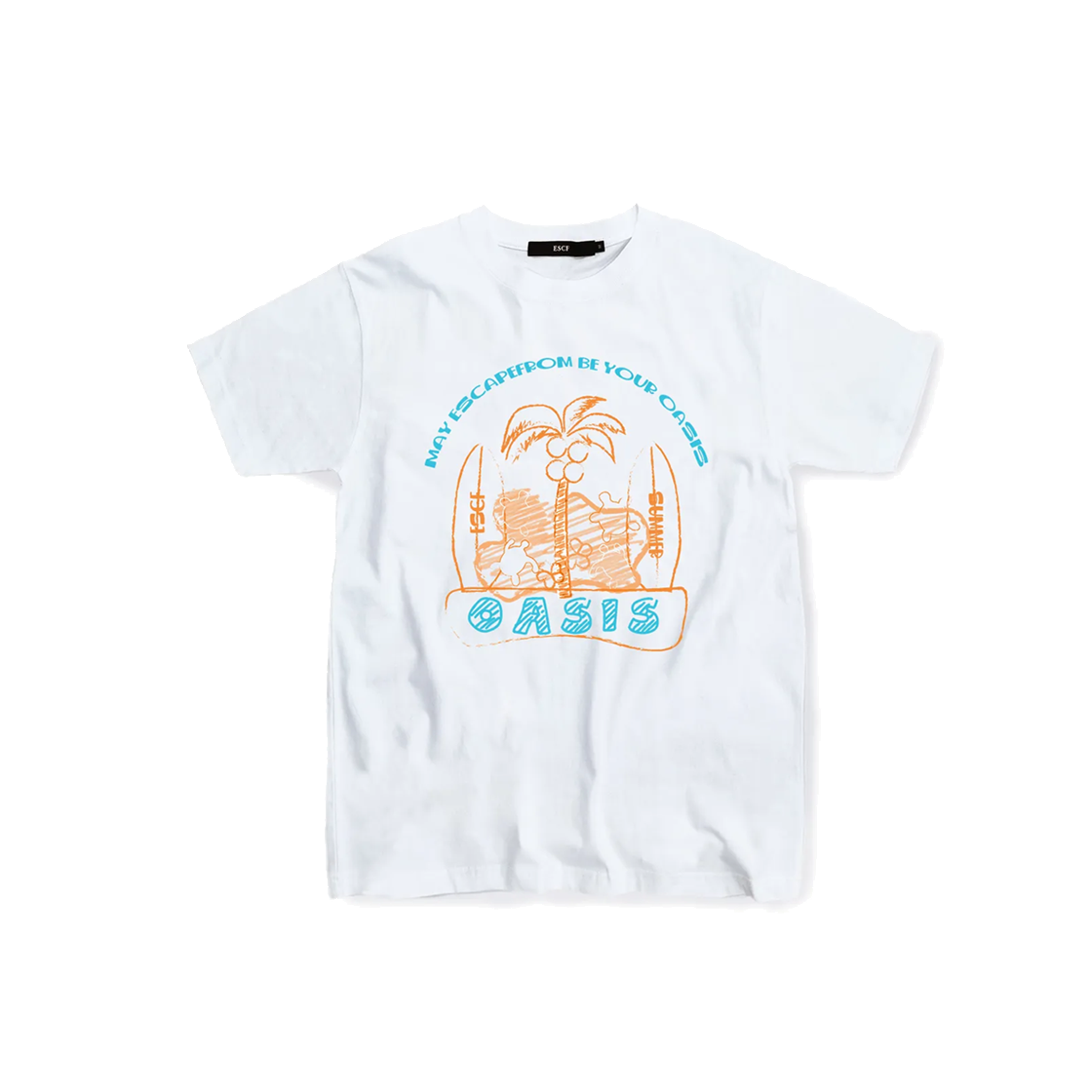 이스케이프프롬 아쿠아오렌지 ESCF 오아시스 티셔츠 화이트(Escapefrom Aqua Orange ESCF Oasis T-shirt White) - 1