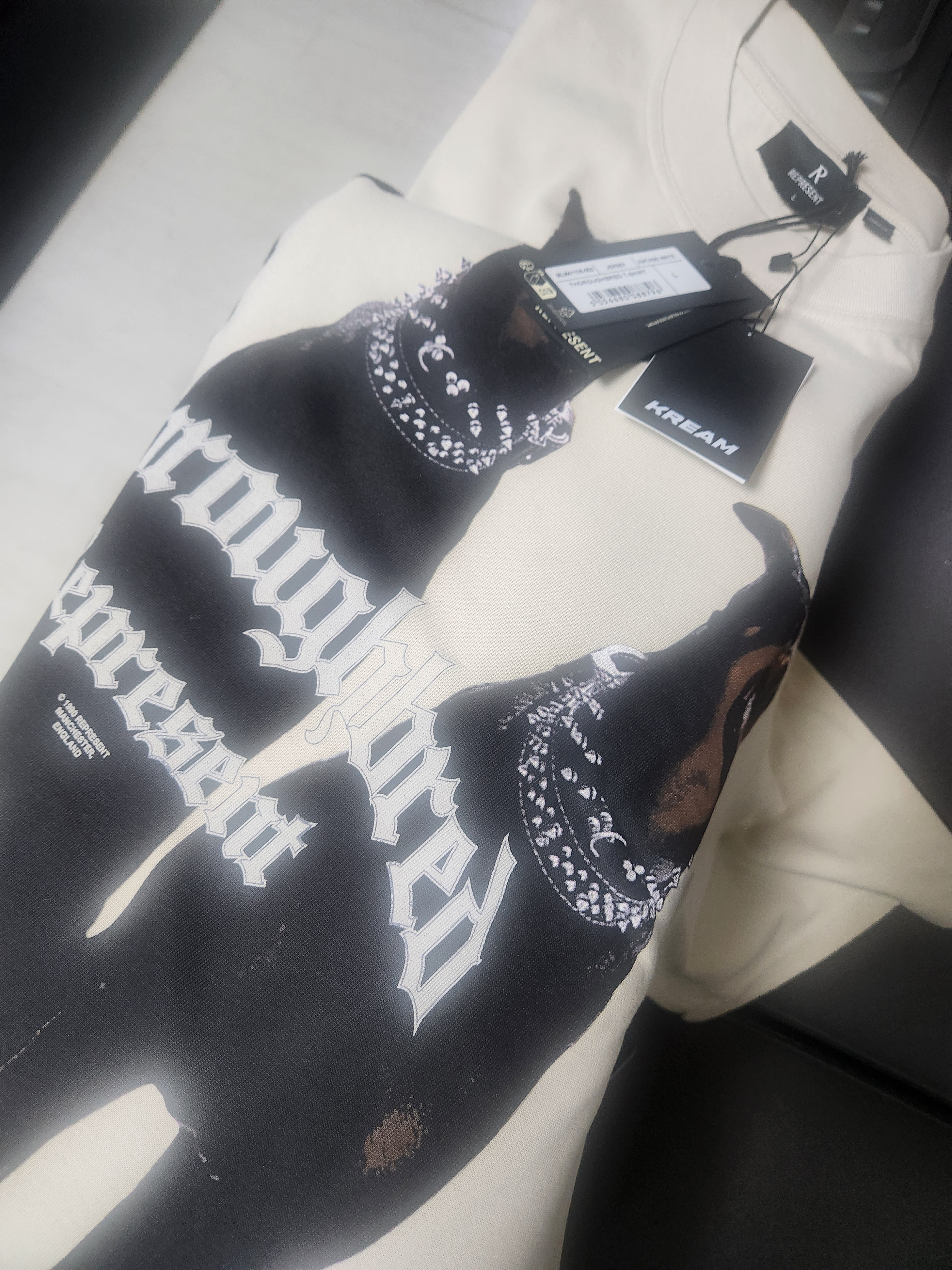 Represent Thoroughbred T-Shirt Vintage White - 25SS, Supreme x New Era Jerseys Box Logo Black - 24FW 착용 스타일 - 1