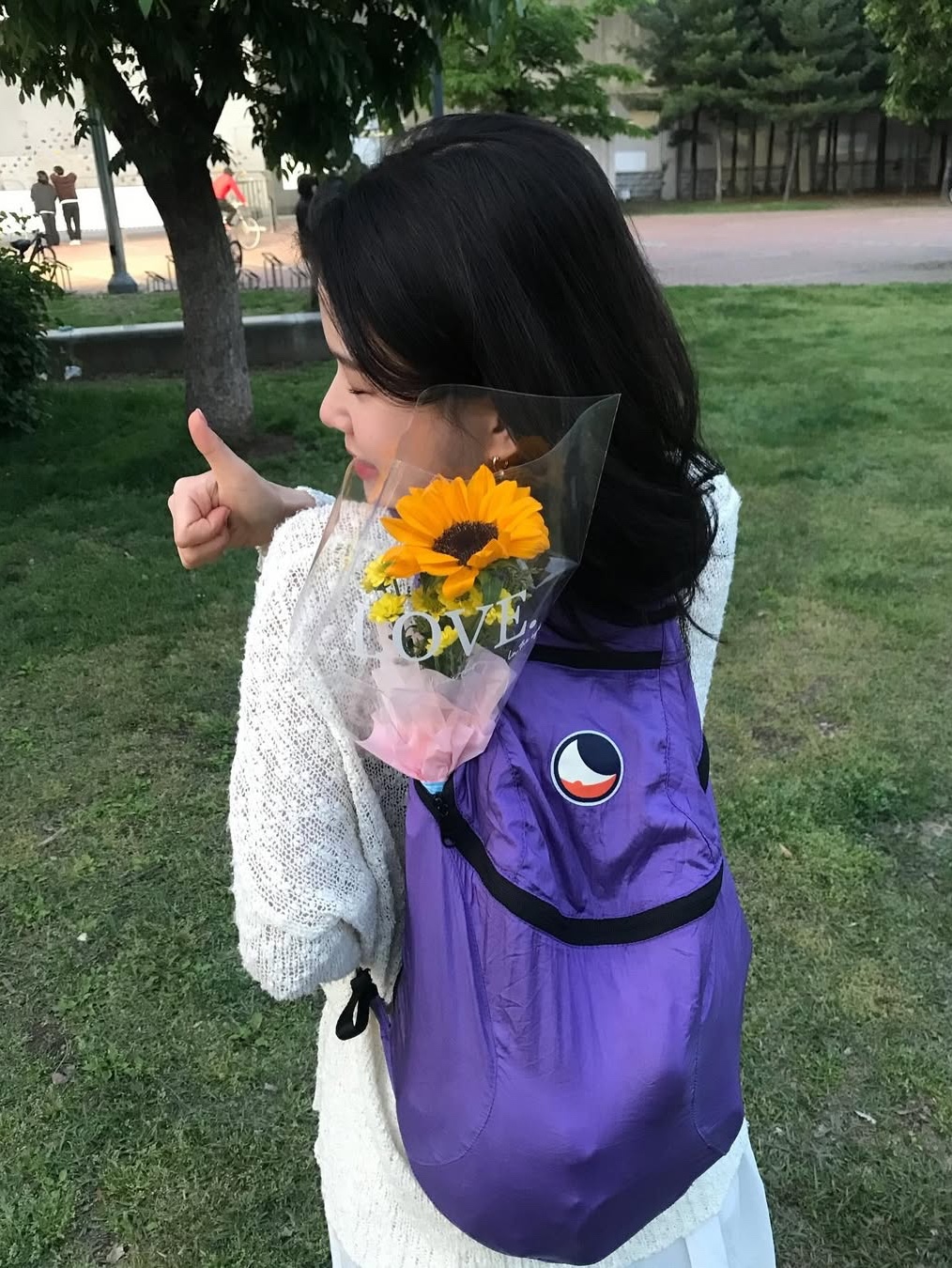Ticket To The Moon Mini Backpack 15L Purple 착용 스타일