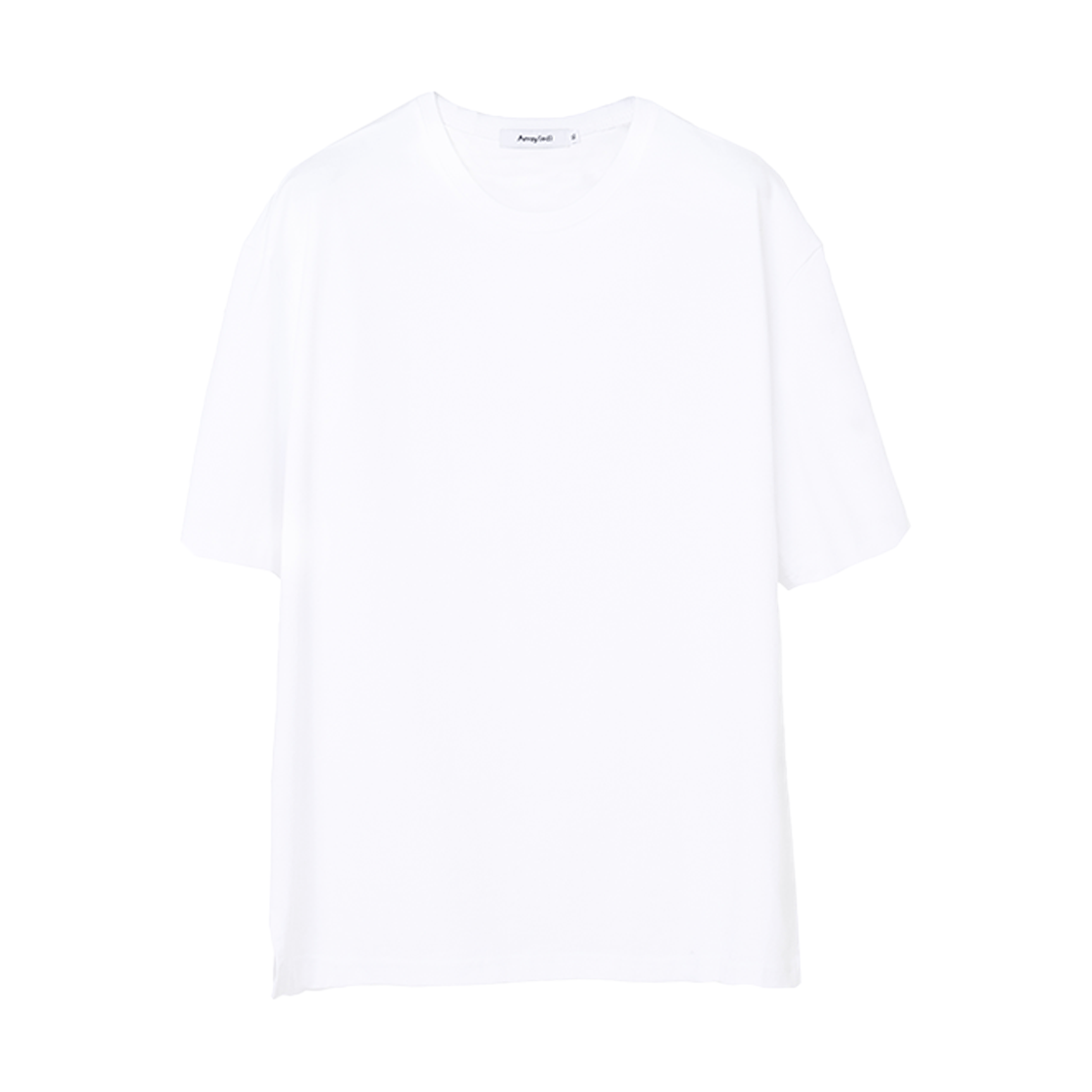 어레이드 소프트 사이드 슬릿 라운드 티셔츠 화이트(Arrayed Soft Side Slit Round T-Shirt White)