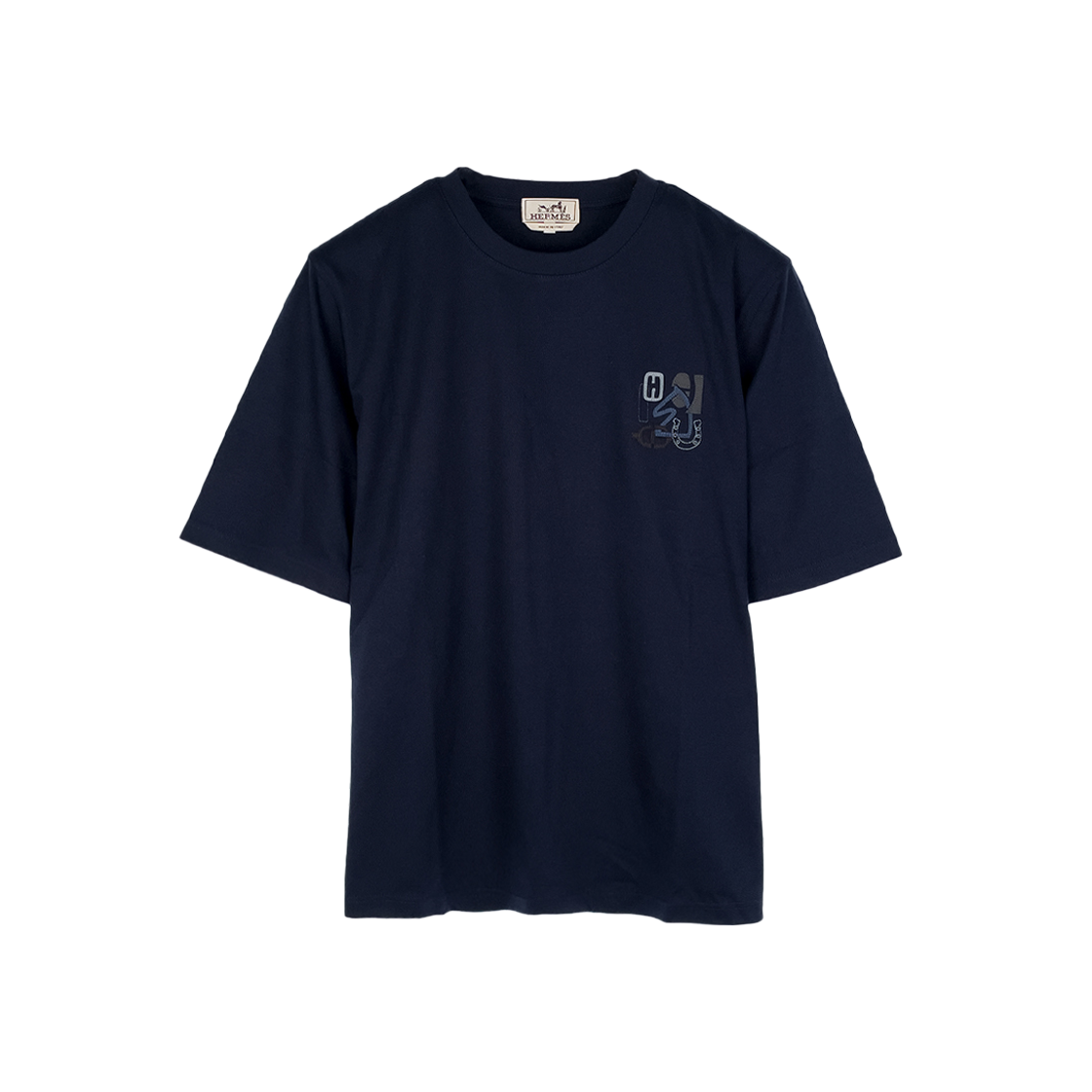 ITGWBMKMKENQ Hermes Leather Detail Men's T-Shirt Ocean