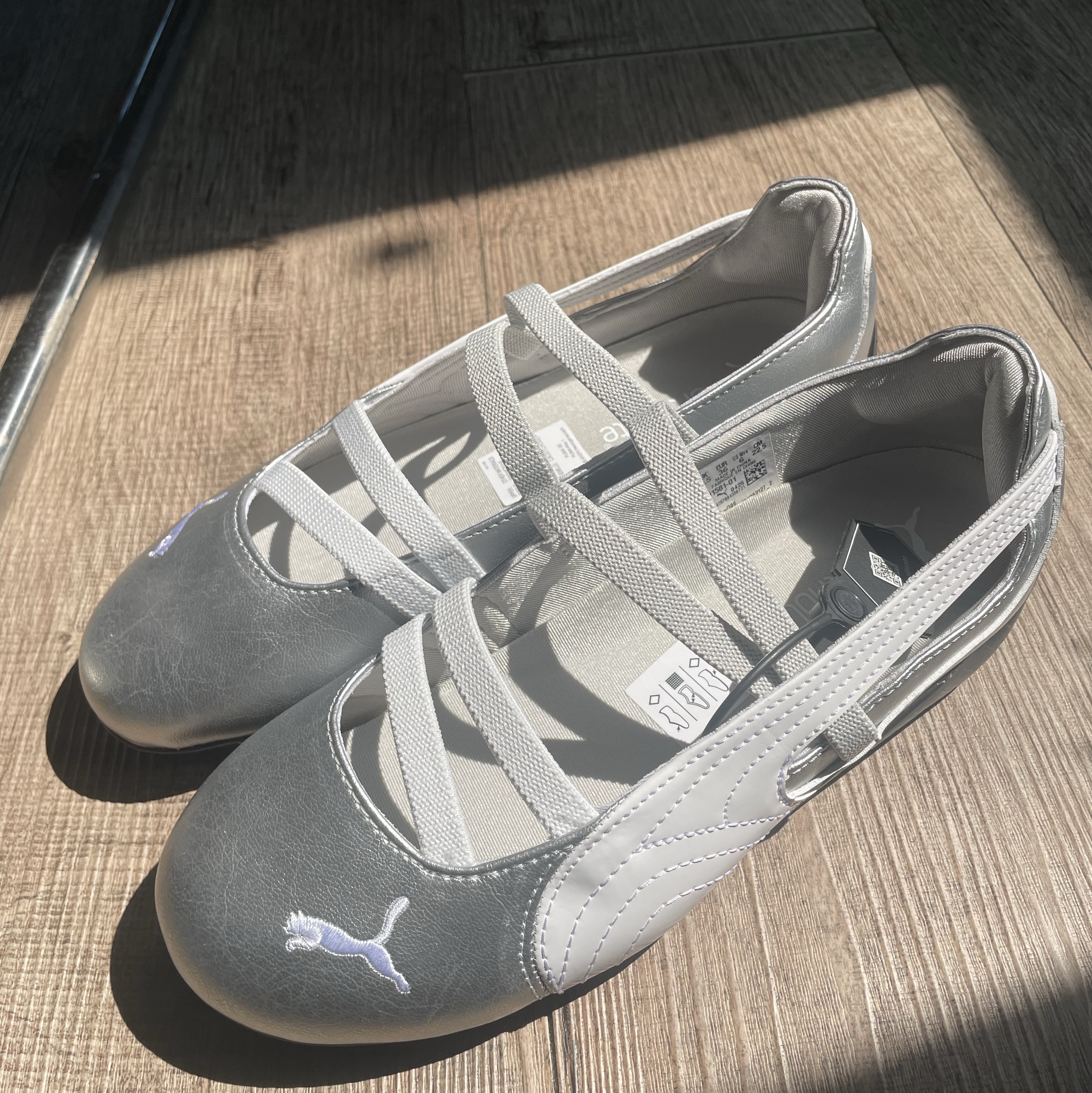(W) Puma Speedcat Ballet Metallic Puma Silver Puma White, (W) Puma Speedcat Ballet Suede Puma  Black Mauve Mist 착용 스타일 - 2