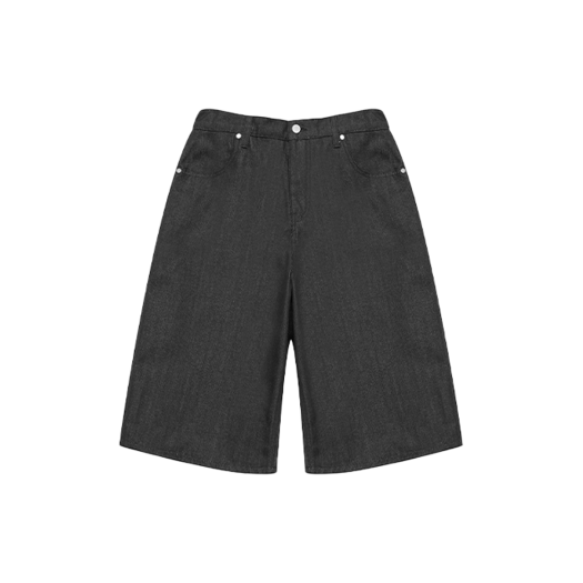 ARPT5202_BK Arrayed Inverted Pleat Bermuda Denim Pants Black