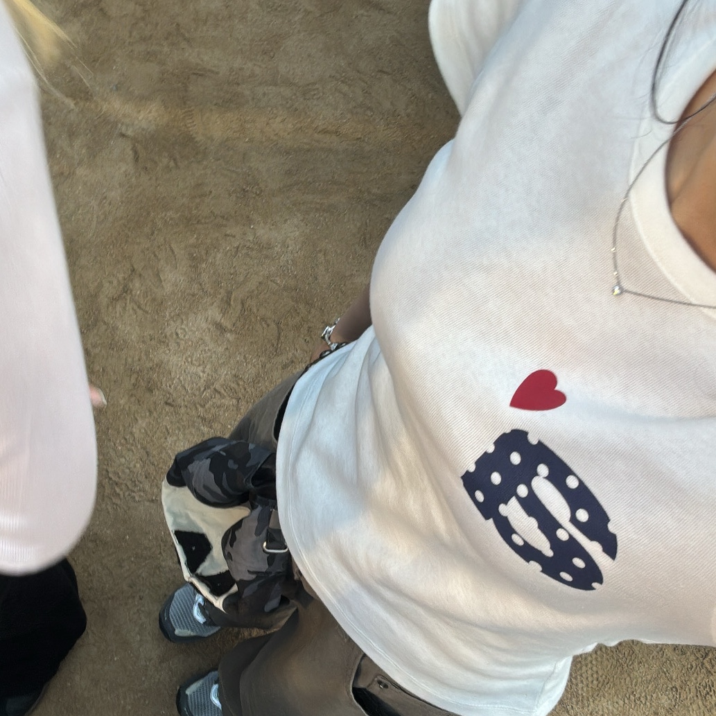[예약 배송] AEAE Dot Small Letter Tee White, (W) Pandora Heart Shaped Clasp Bracelet Sterling Silver 착용 스타일