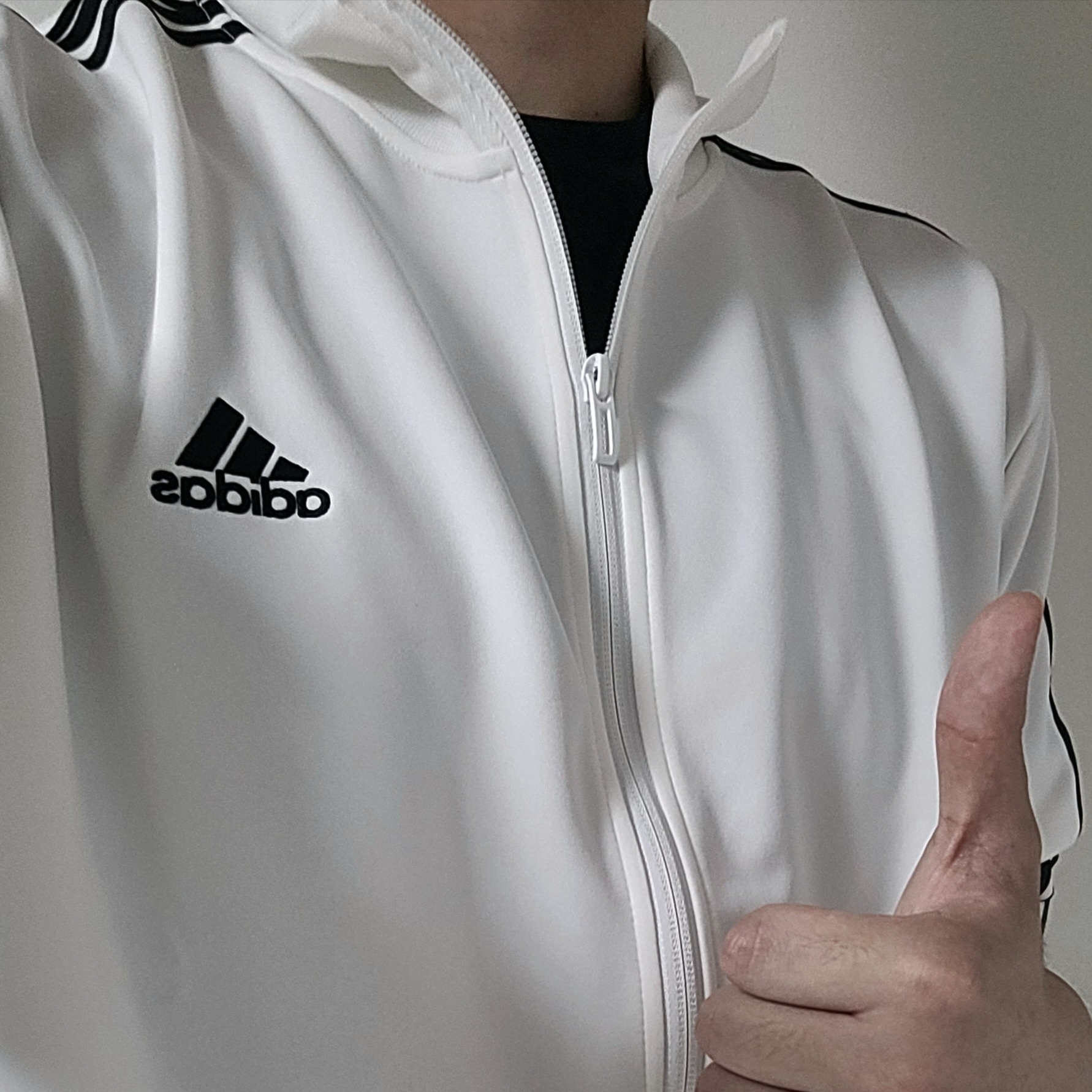 Adidas 3S Regular Fit Double Knit Track Top White - KR Sizing 착용 스타일