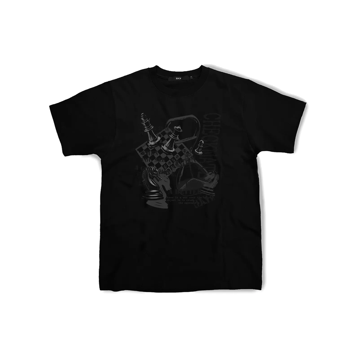 E231OTS244BK Escapefrom Chess On The Board T-shirt Black
