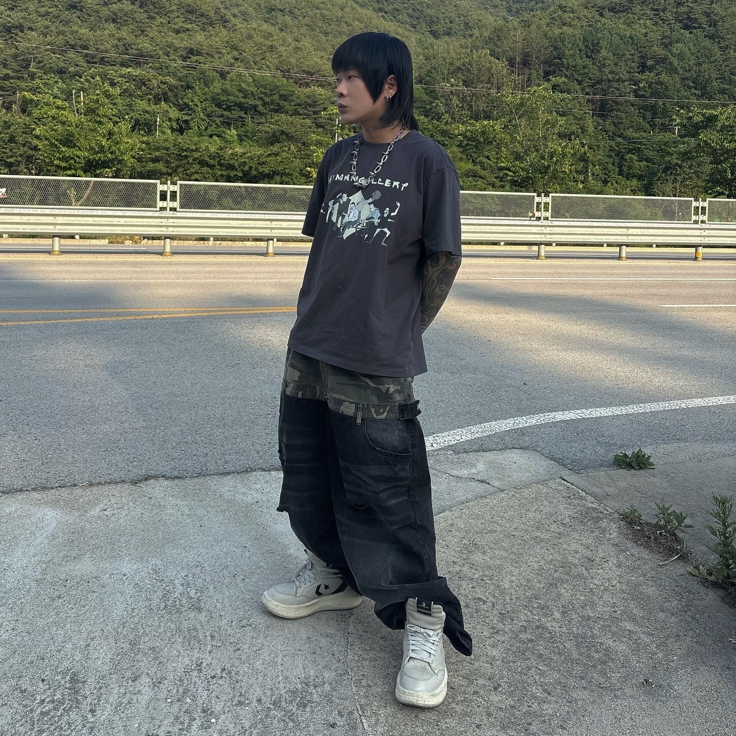 Converse x Drkshdw Turbowpn Pelican 착용 스타일