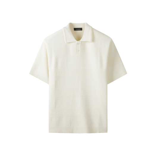 CWWAM25411IVX Customellow Stripes Texture Collar Sweater Ivory