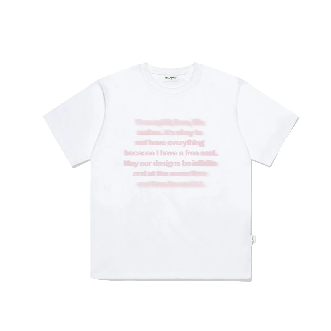 E251OTS052WH Escapefrom Fade Text Printed Over Fit Short Sleeve White