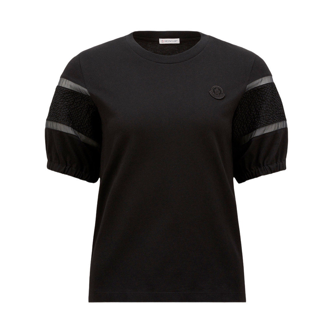 K1-093-8C00032-89ADC-999 (W) Moncler Silk Trim Cotton T-Shirt Black - 25SS