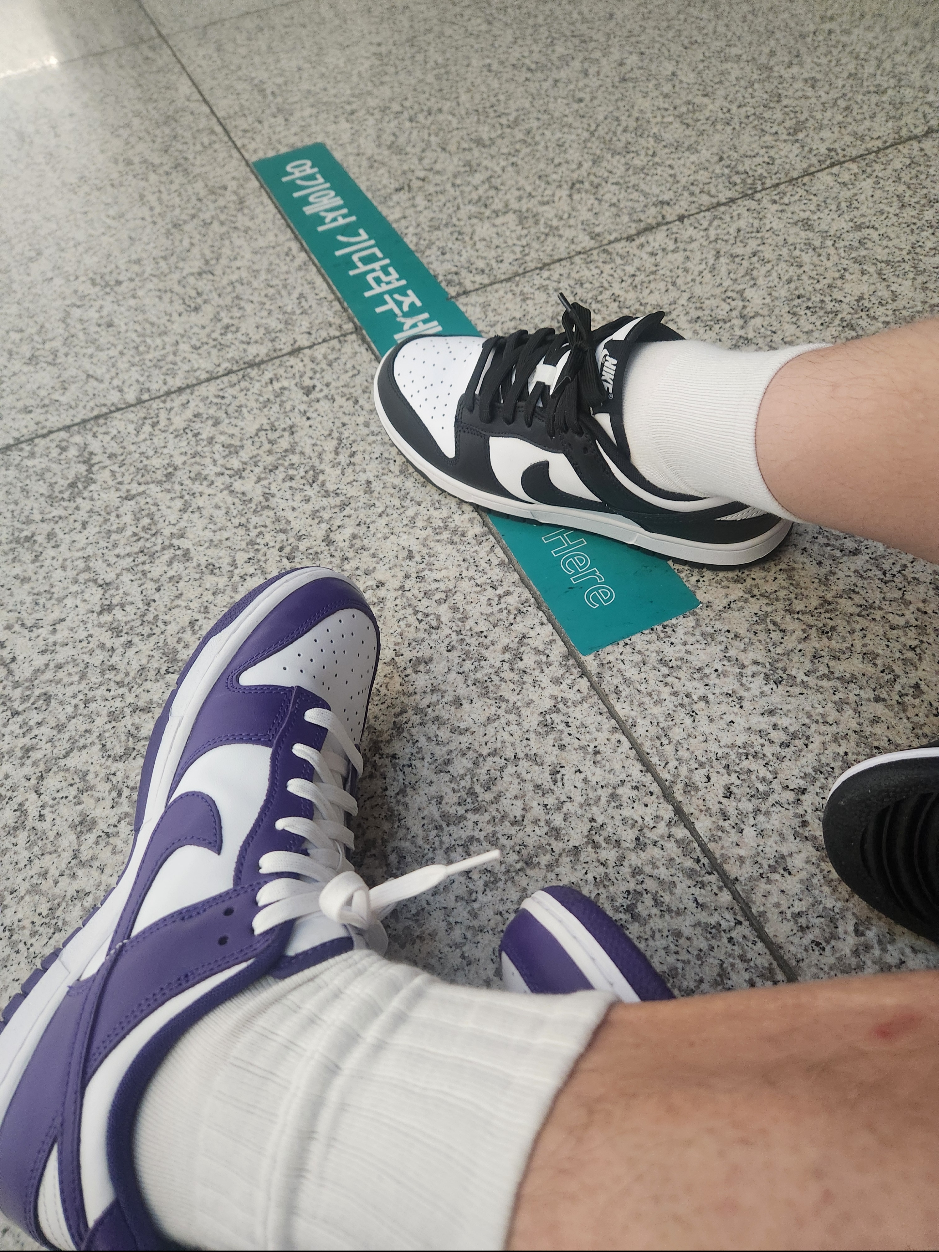 Nike Dunk Low Retro Championship Court Purple, Stussy In Bloom T-Shirt White 착용 스타일 - 8