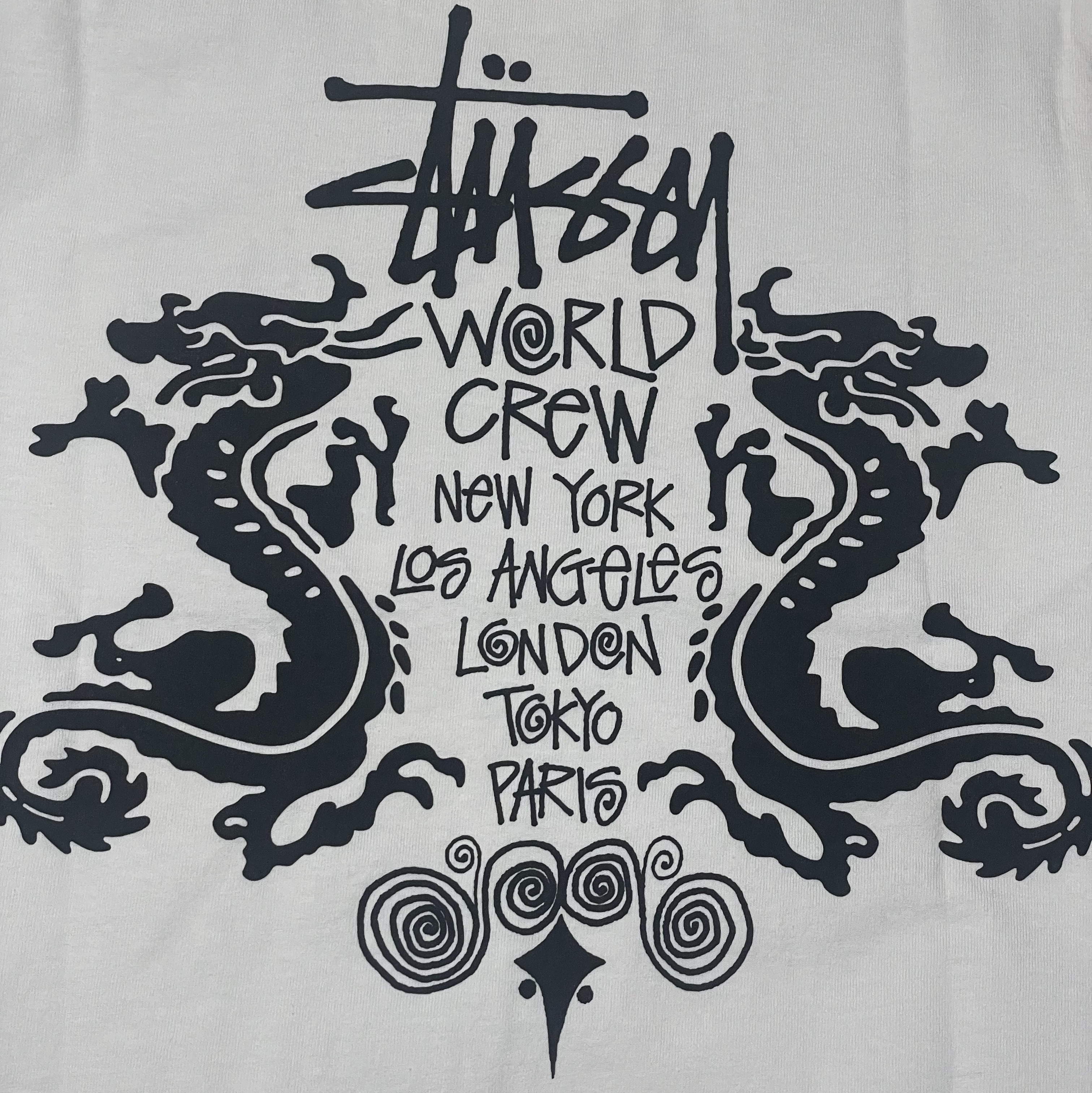 Stussy Double Dragon Pigment Dyed T-Shirt Navy, Stussy Double Dragon Pigment Dyed T-Shirt Natural 착용 스타일 - 2