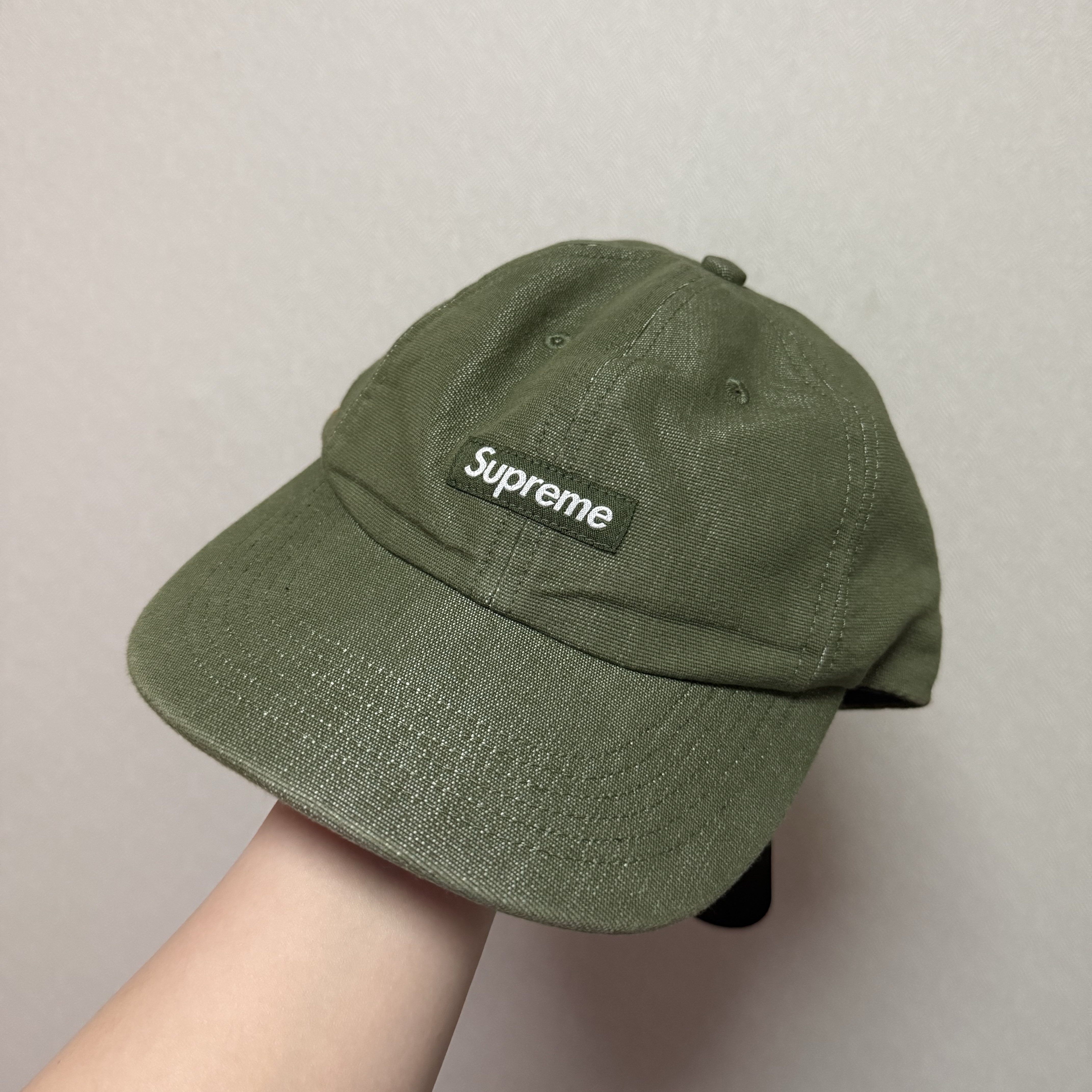 Supreme Cordura Denim Small Box 6-Panel Green - 24SS 착용 스타일 - 1