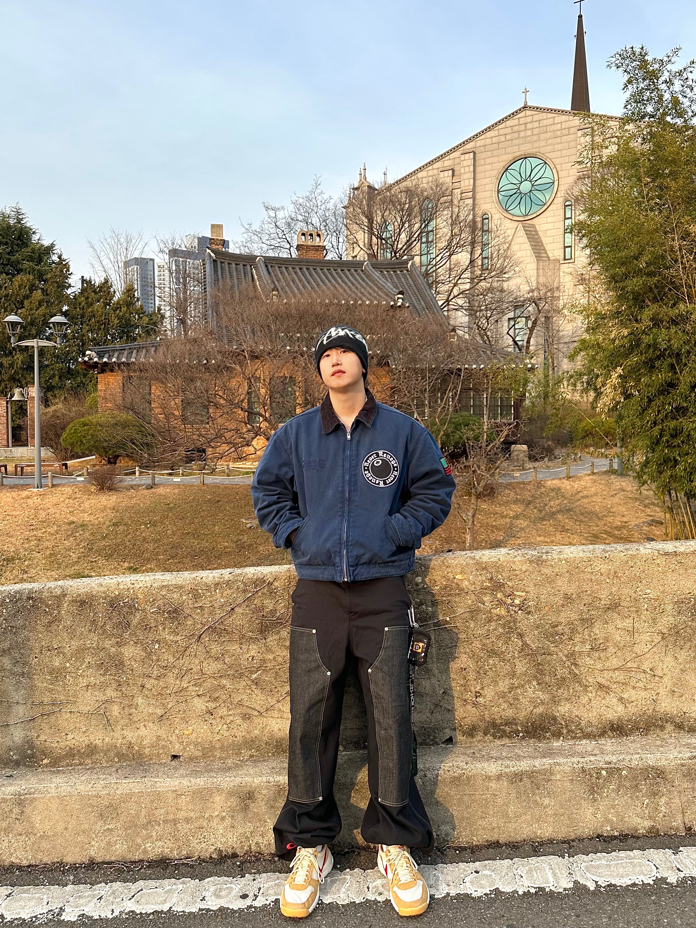 Stussy x Denim Tears Canvas Jacket Blue, Nike x Tom Sachs Mars Yard Shoe 2.0 Space Camp 착용 스타일 - 1