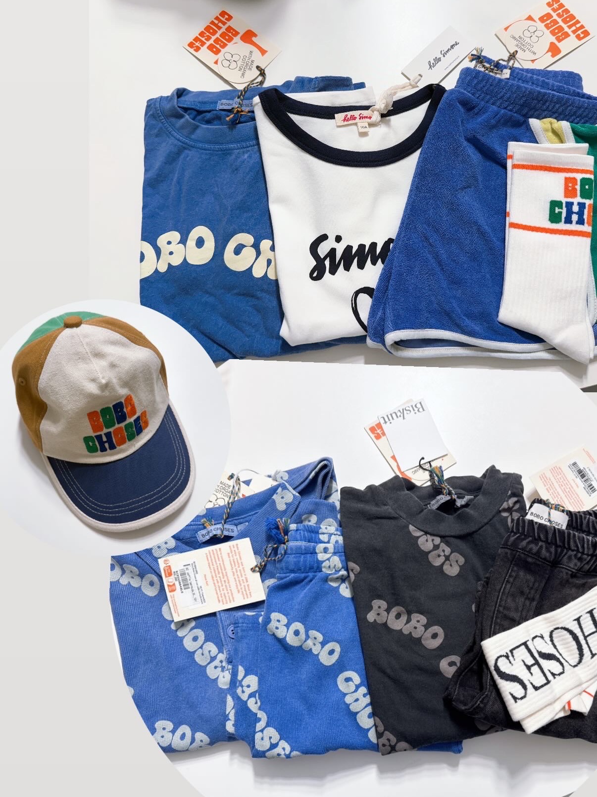 (Kids) Bobo Choses Denim Bermuda Short Pants Black, (Kids) Bobo Choses Terry Short Pants Blue 착용 스타일