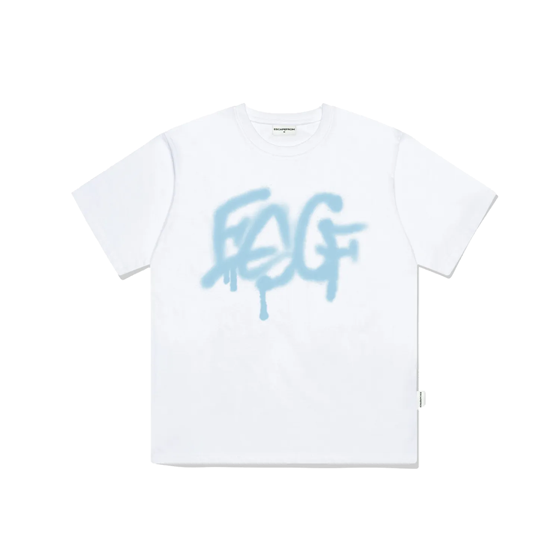 E241OTS106WH Escapefrom Sky Blue Graffiti ESCF Logo Print Overfit Short Sleeve T-shirt White