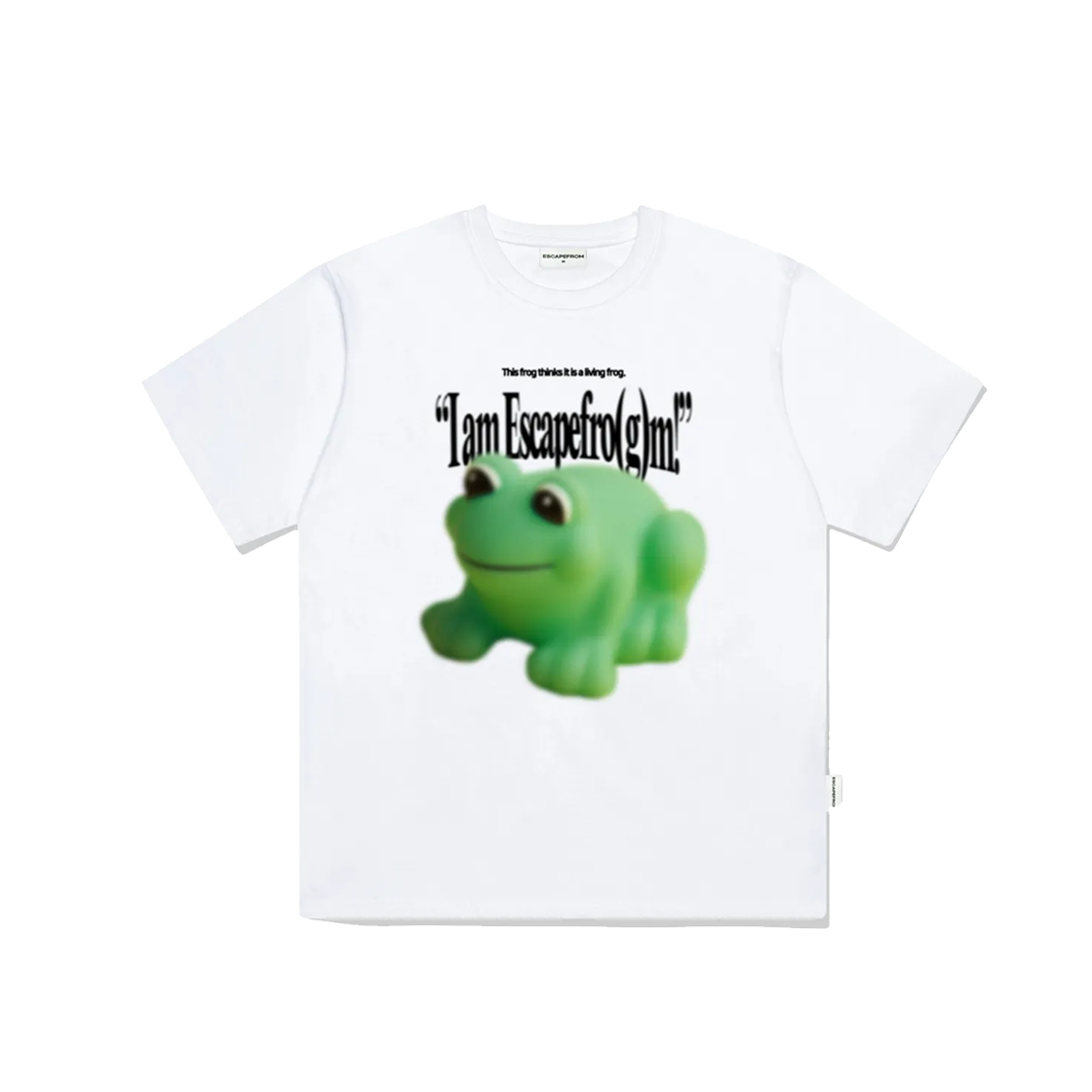 E241OTS261WH Escapefrom Green Frog Print Overfit Short Sleeve T-shirt White