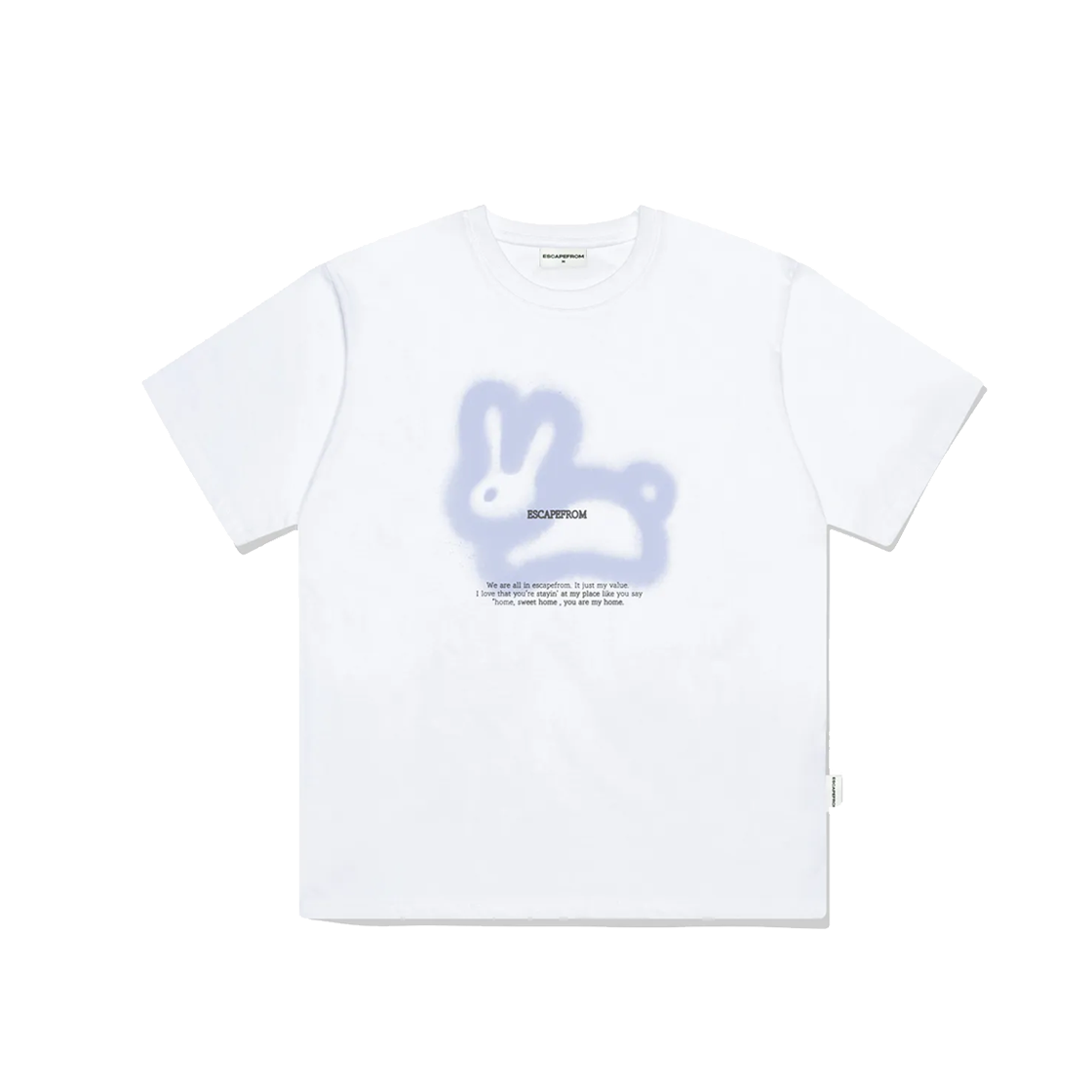 E241OTS190WH Escapefrom Lavender Spray Rabbit Print Overfit Short Sleeve T-shirt White
