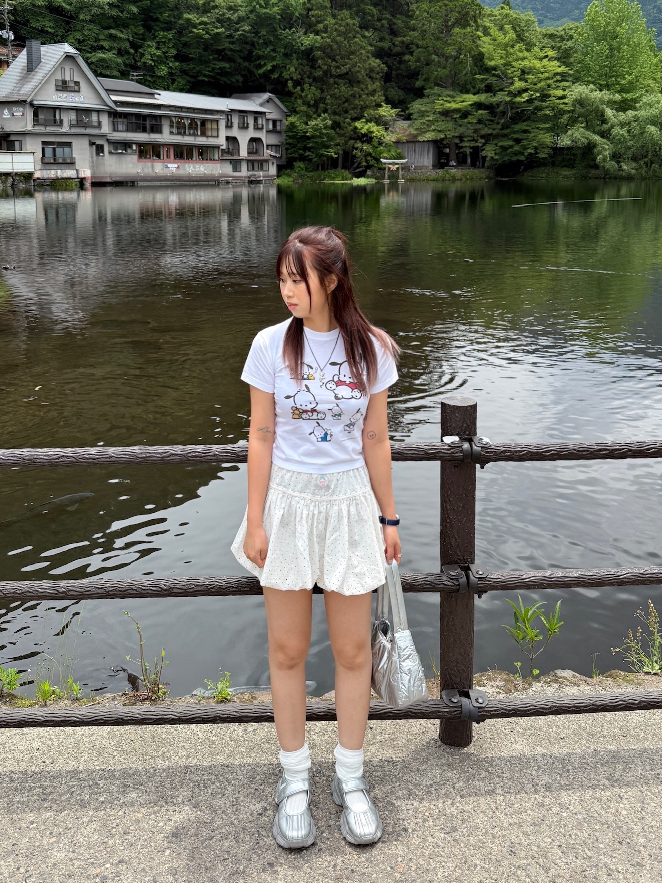 NEFNEF Balloon Skirt White Dot 착용 스타일 - 2