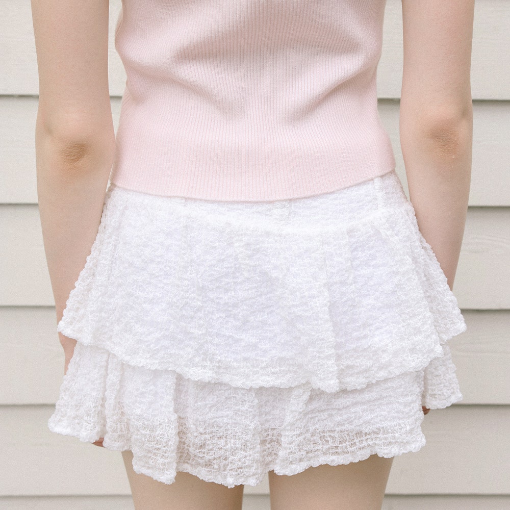 2025SK2092WTS Letter From Moon Summer Wrinkle Cancan Mini Skirt White - #5