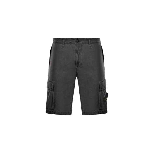 Stone Island L100011 Brushed Organic Cotton Canvas Old Effect Slim-Fit Cargo Bermuda Shorts with Zipper Pockets Steel Grey - 25SS
