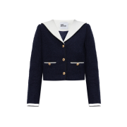 Self Portrait Women Boucle Contrast Collar Jacket Blue - 25FW