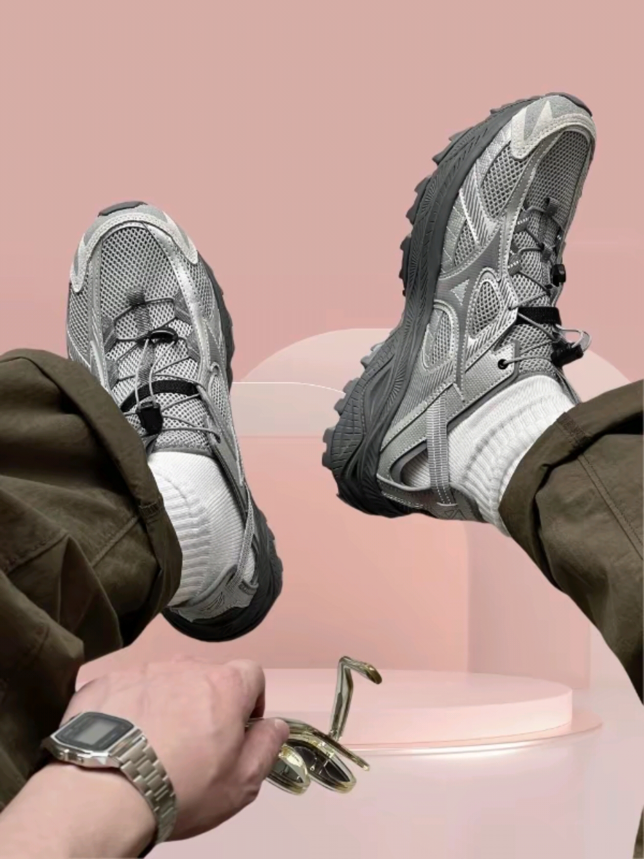 Mizuno Racer Trail SE Silver Grey, Casio A-158WA-1 착용 스타일