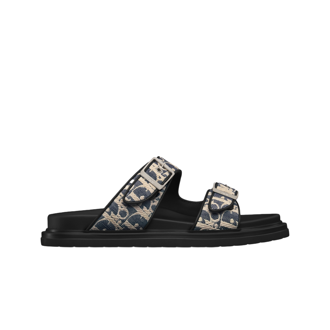 3SA135ZQL-H526 Dior Aqua Sandal Raffia Effect Dior Oblique Denim Blue Beige