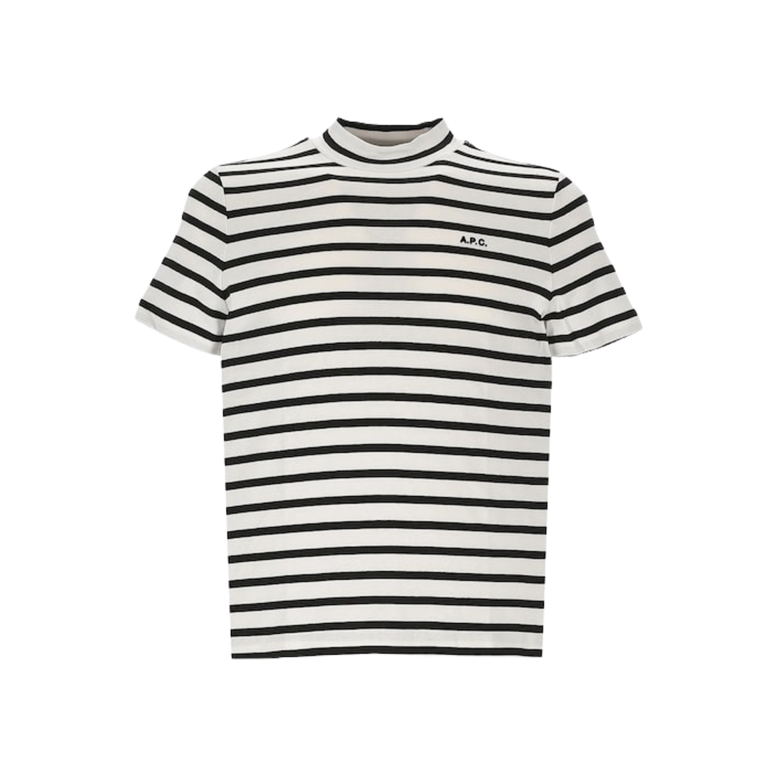 COHCA-F26348-TAT (W) A.P.C. Logo Embroidered Stripe T-Shirt Ecru Black