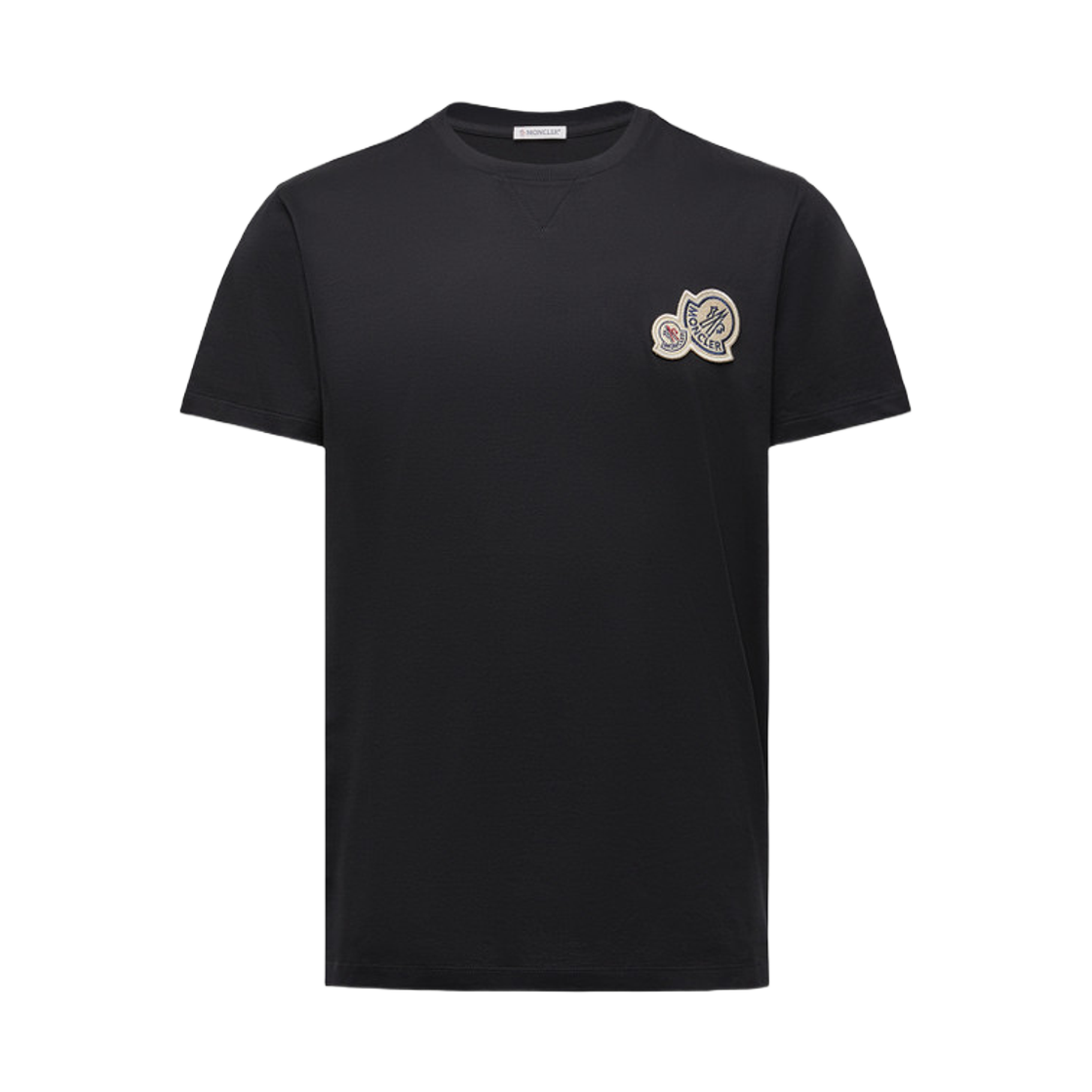 몽클레르 더블 로고 패치 코튼 티셔츠 블랙 - 25FW(Moncler Double Logo Patch Cotton T-Shirt Black - 25FW)