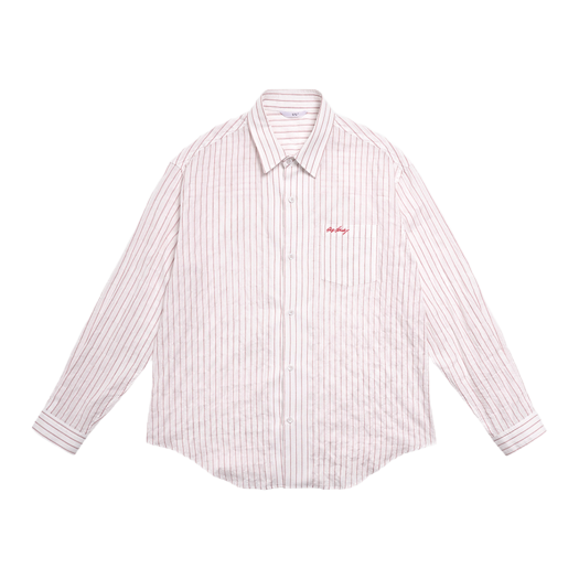 2502MLSRE STU Embroidery Stripe Shirt Red