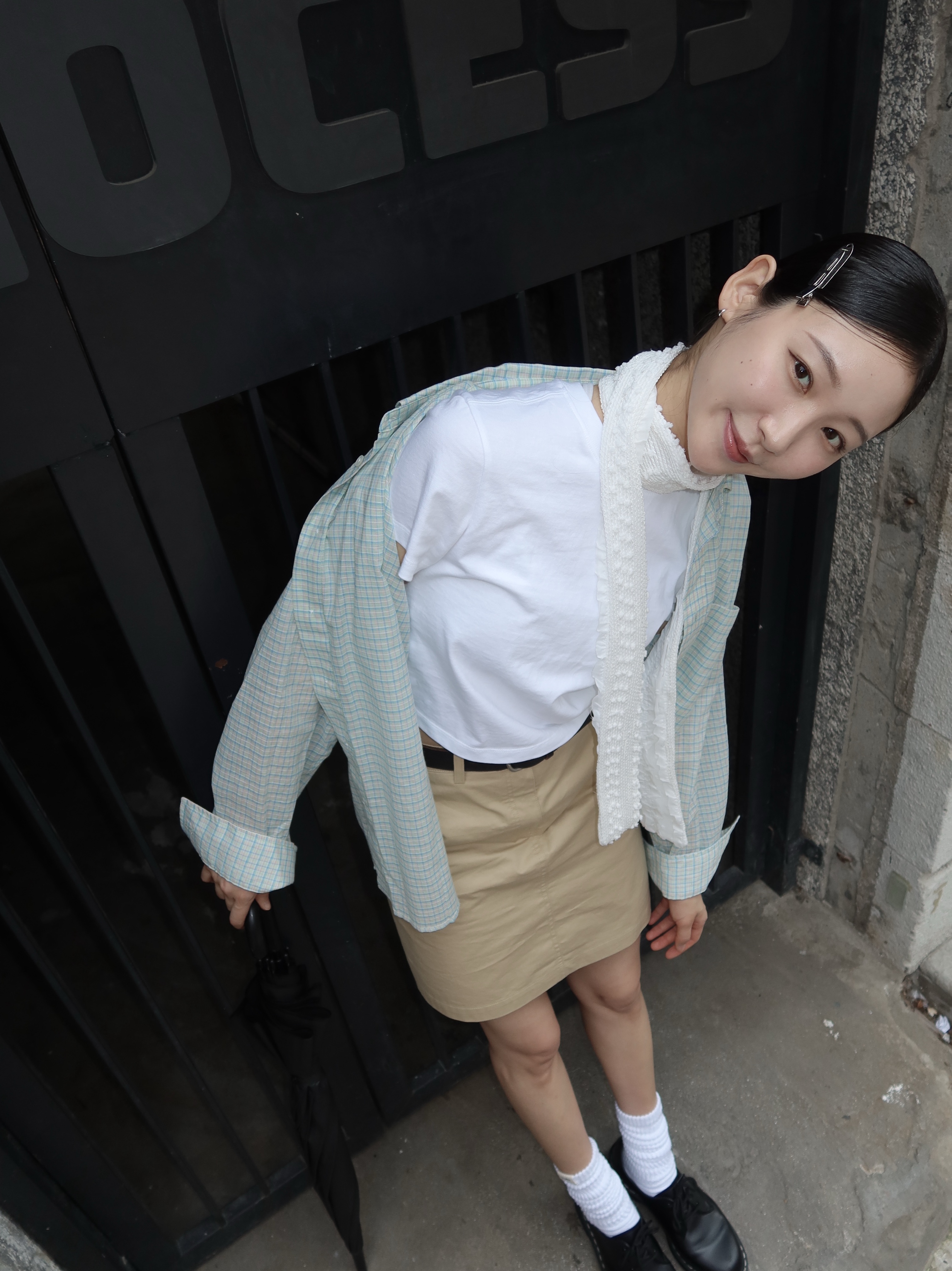 Dr. Martens 1461 WS Black Smooth, Sentiments No.543 Surfboard Crystal Star Hair pin Silver 착용 스타일