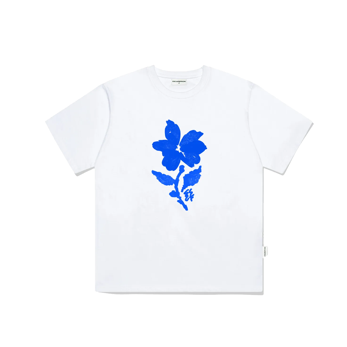 이스케이프프롬 노스텔지아 블루플라워 프린트 오버핏 반팔티 화이트(Escapefrom Nostalgia Blue Flower Print Overfit Short Sleeve T-shirt White) - 1
