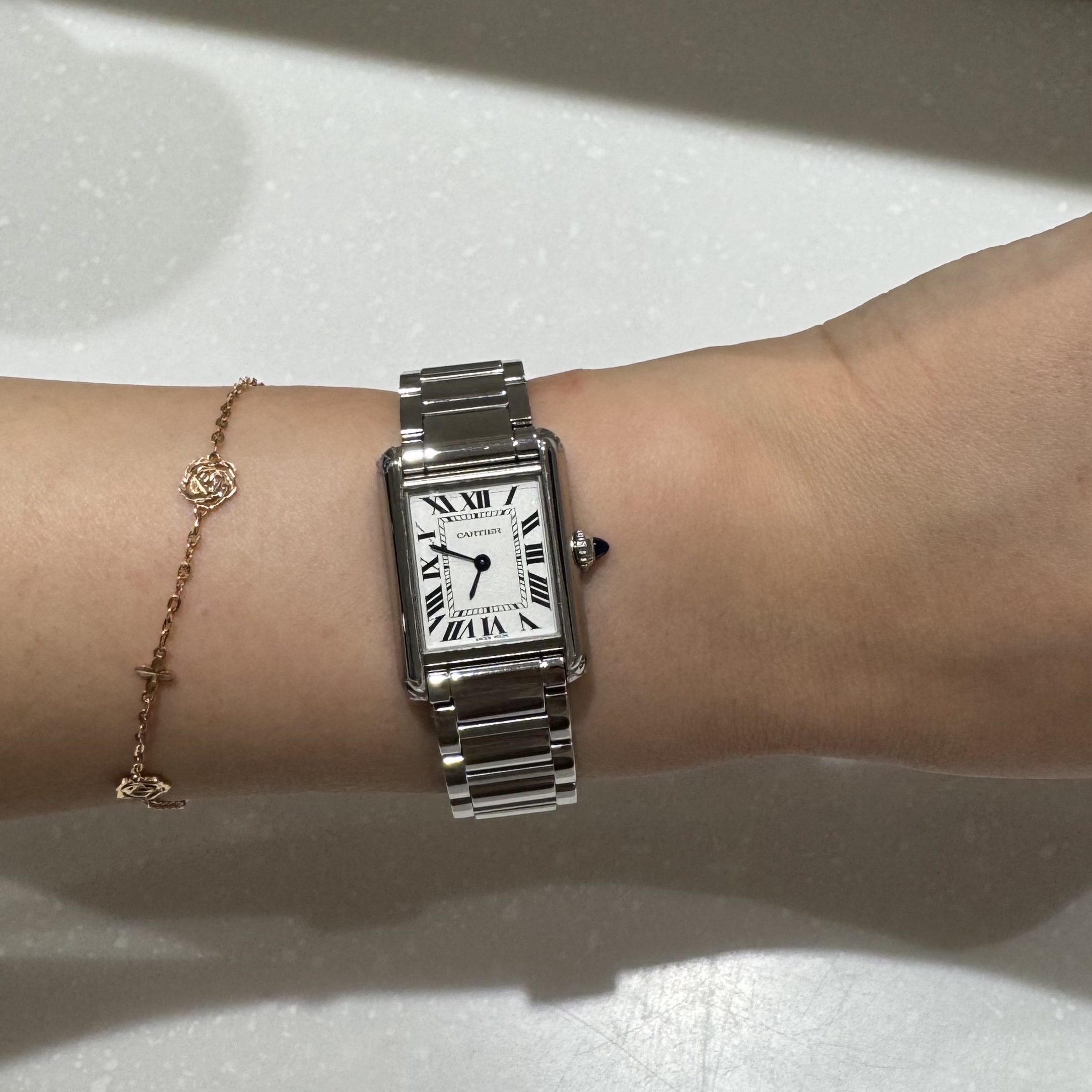 Cartier Tank Must Watch Small Quartz Steel Bracelet Steel 착용 스타일 - 1