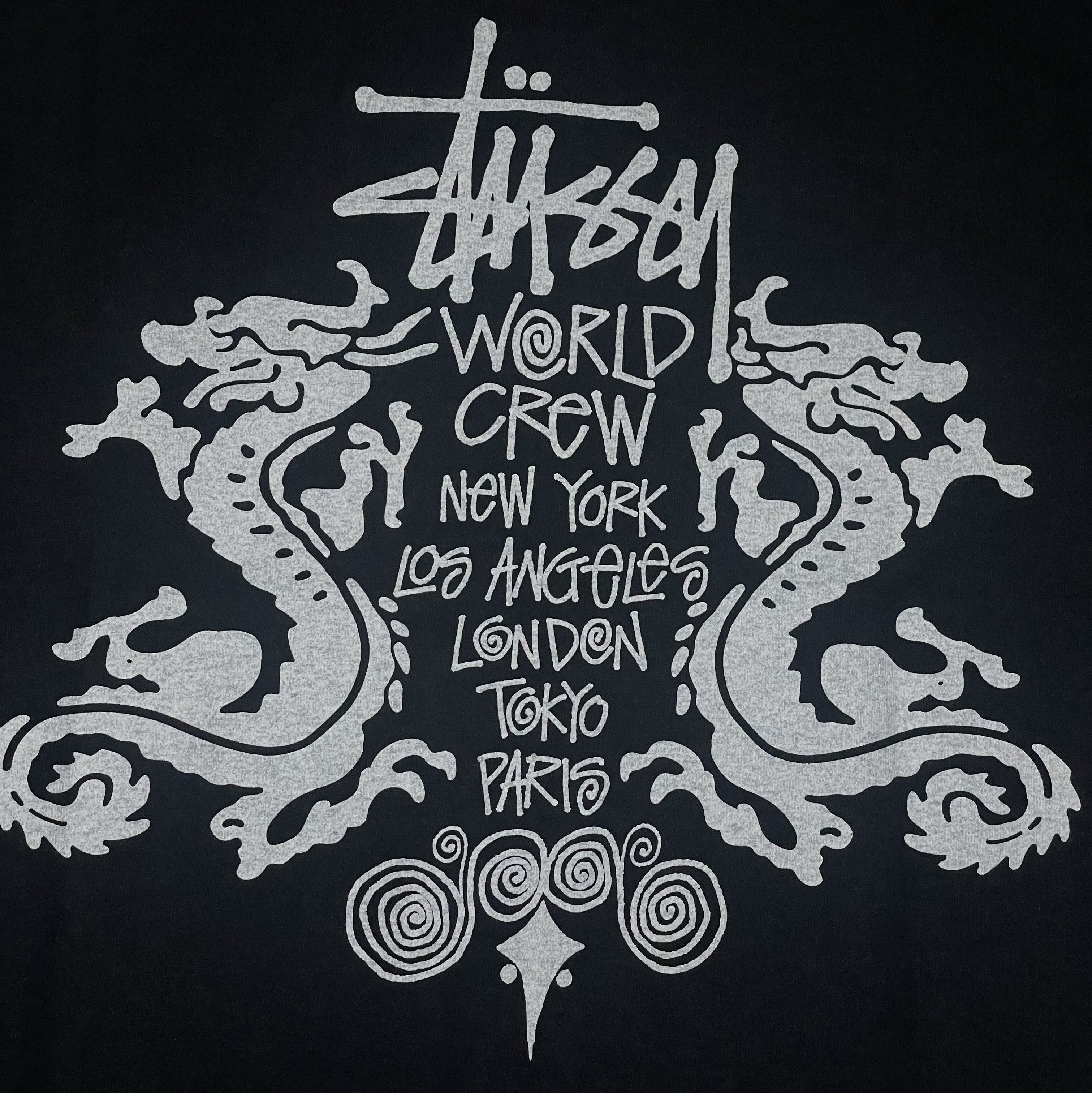 Stussy Double Dragon Pigment Dyed T-Shirt Navy, Stussy Double Dragon Pigment Dyed T-Shirt Natural 착용 스타일 - 3