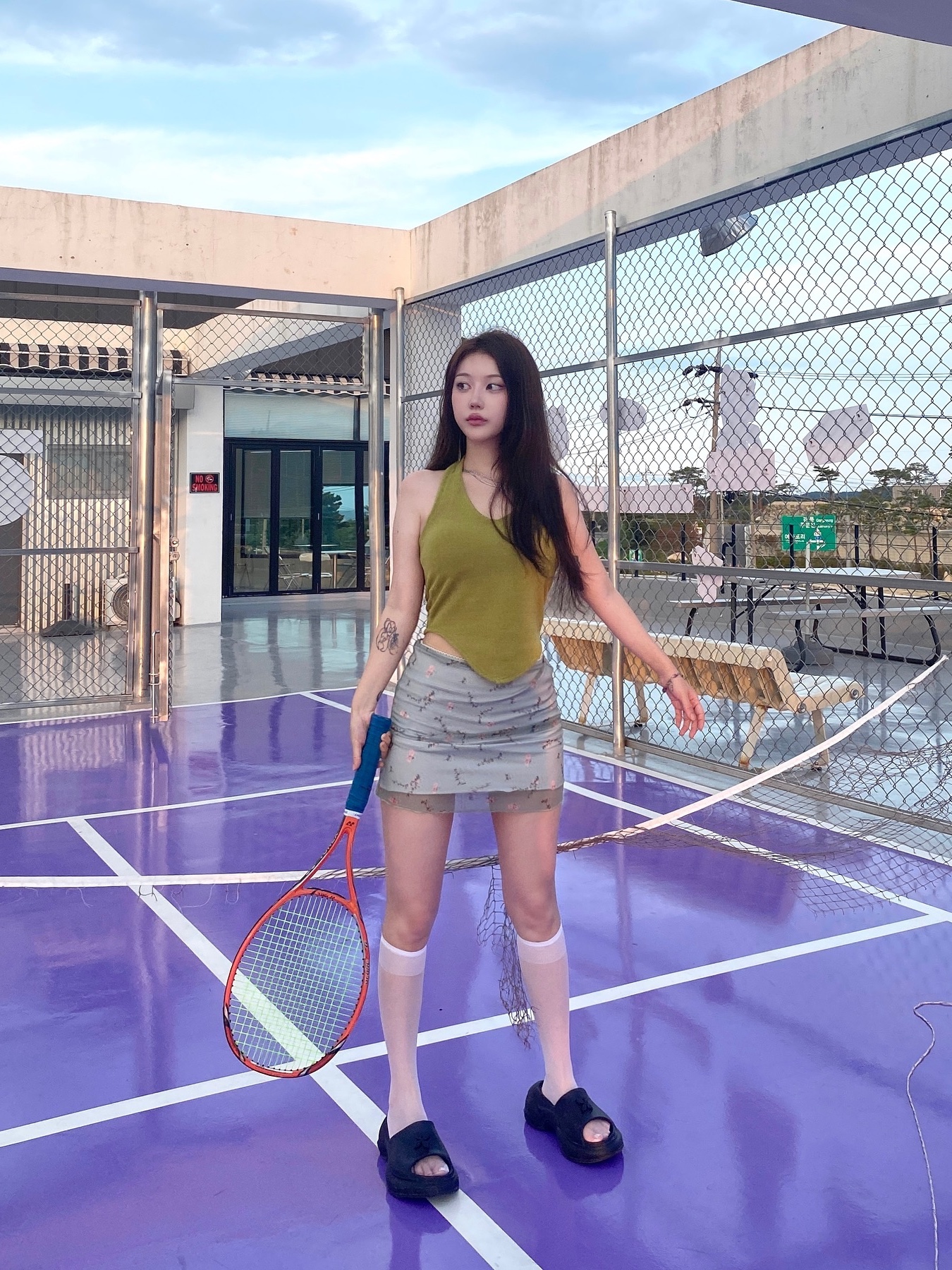 Don't Ask My Plan Halternek Knit Vest - Olive 착용 스타일 - 3