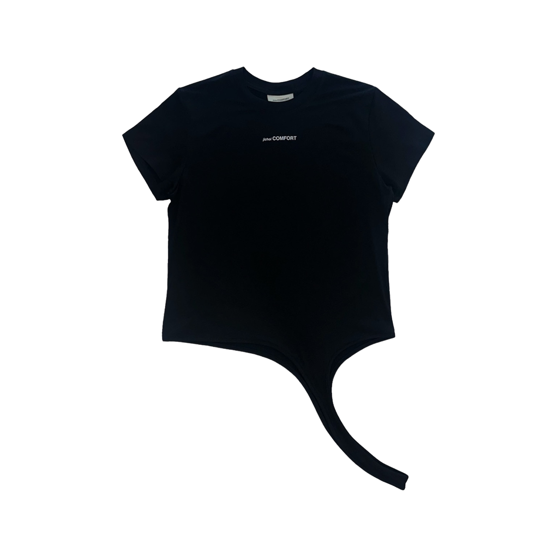 (W) 지초이 라운디드 헴 티셔츠 블랙((W) Jichoi Rounded Hem T-Shirt Black)