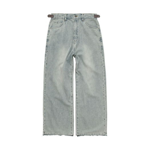 PL5ODN0541HA Polyteru Gosima Denim Pants Rivet Dot Bleached Ice