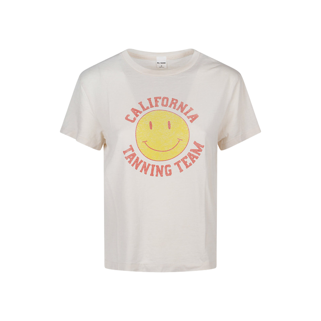 (W) 리던 클래식 캘리포니아 태닝 팀 티셔츠 화이트((W) Re/Done Classic California Tanning Team T-Shirt White)