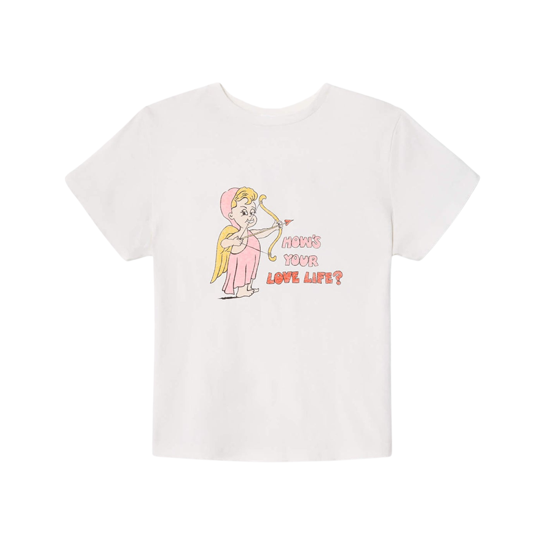 (W) 리던 클래식 러브 라이프 티셔츠 빈티지 화이트((W) Re/Done Classic Love Life T-Shirt Vintage White)