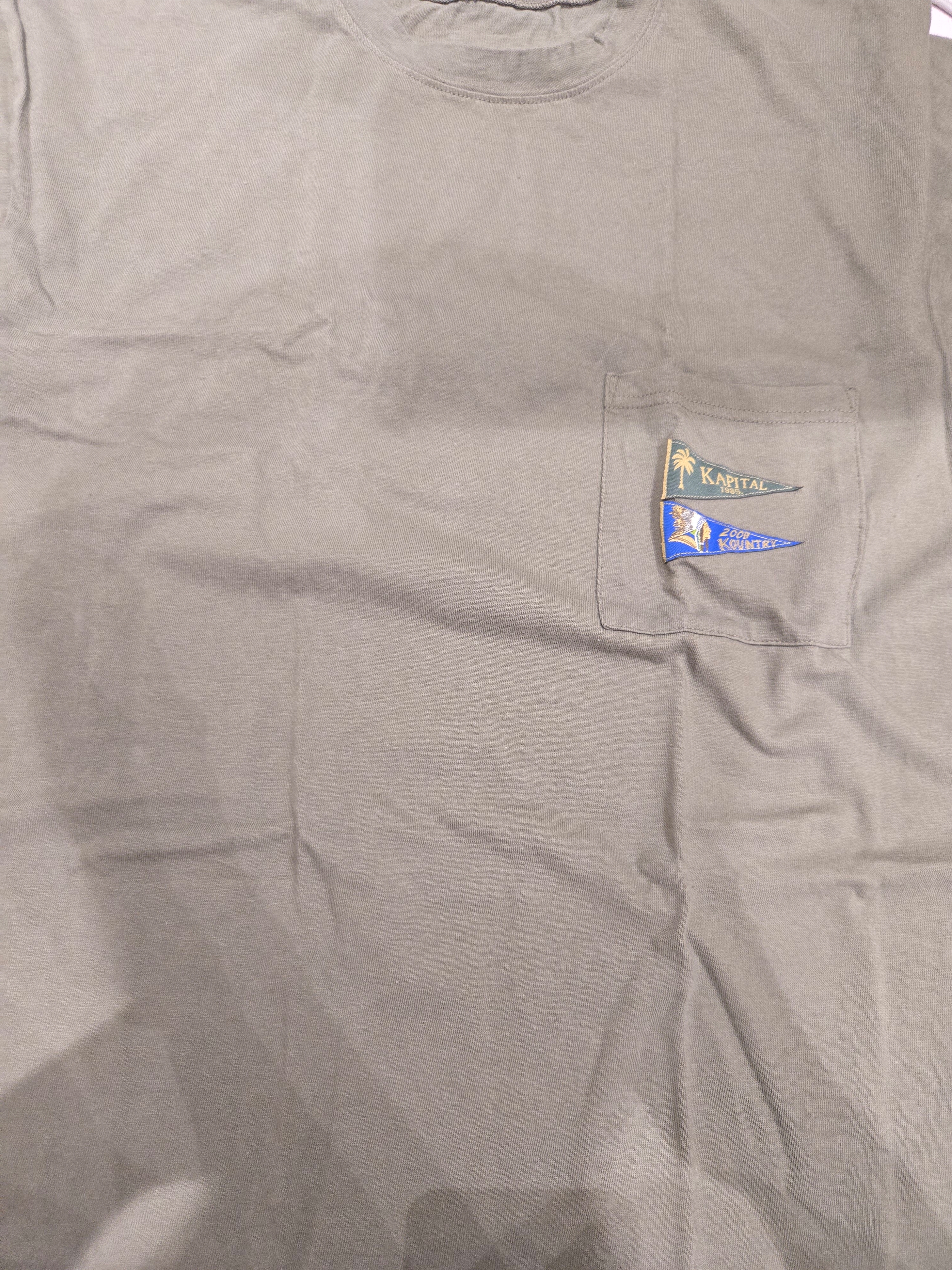 Kapital 20 Jersey Pennant T-Shirt 4 Flags Khaki 착용 스타일