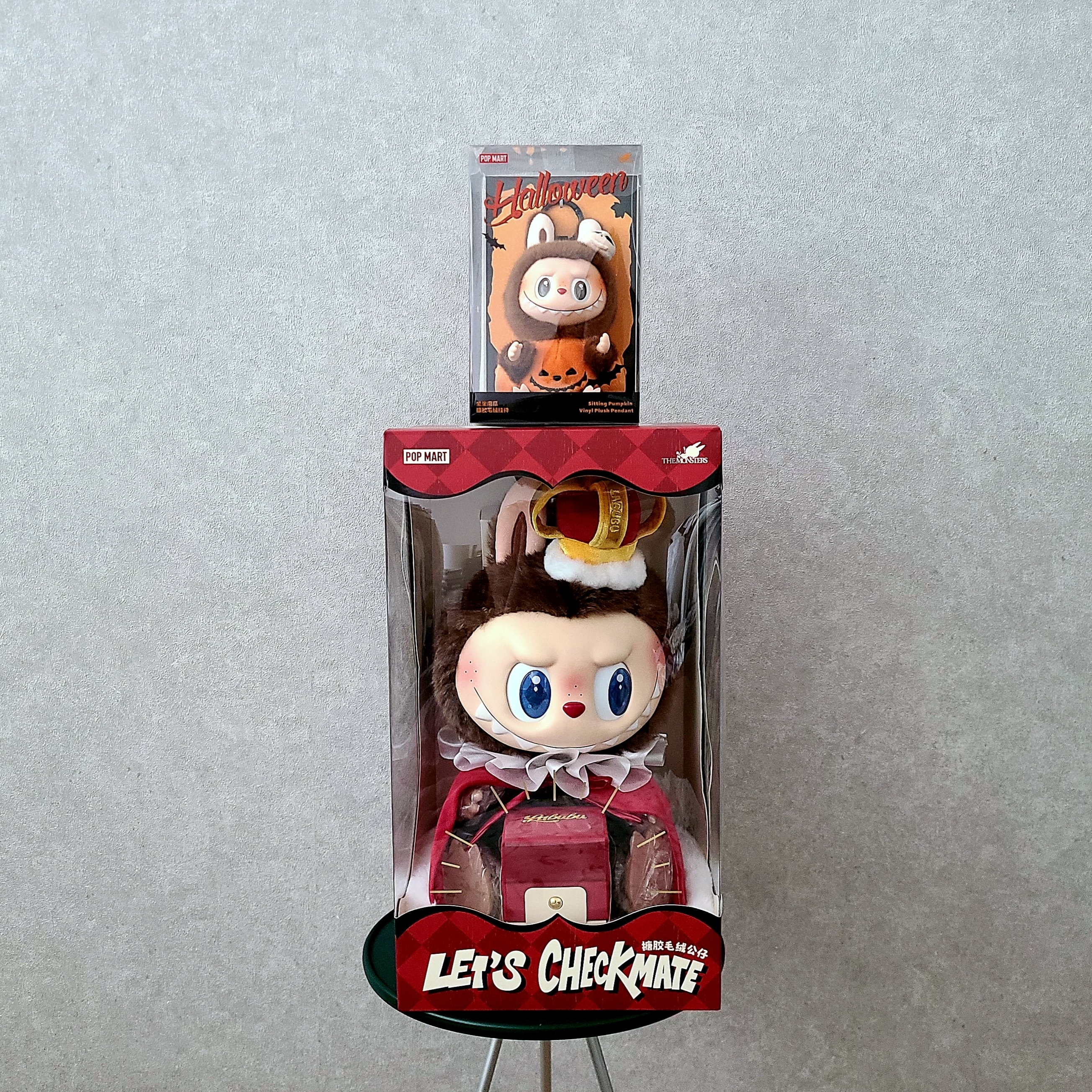 Pop Mart The Monsters Checkmate Series Doll, Pop Mart Labubu Halloween Party Series Pumpkin Toy Keyring 착용 스타일 - 1